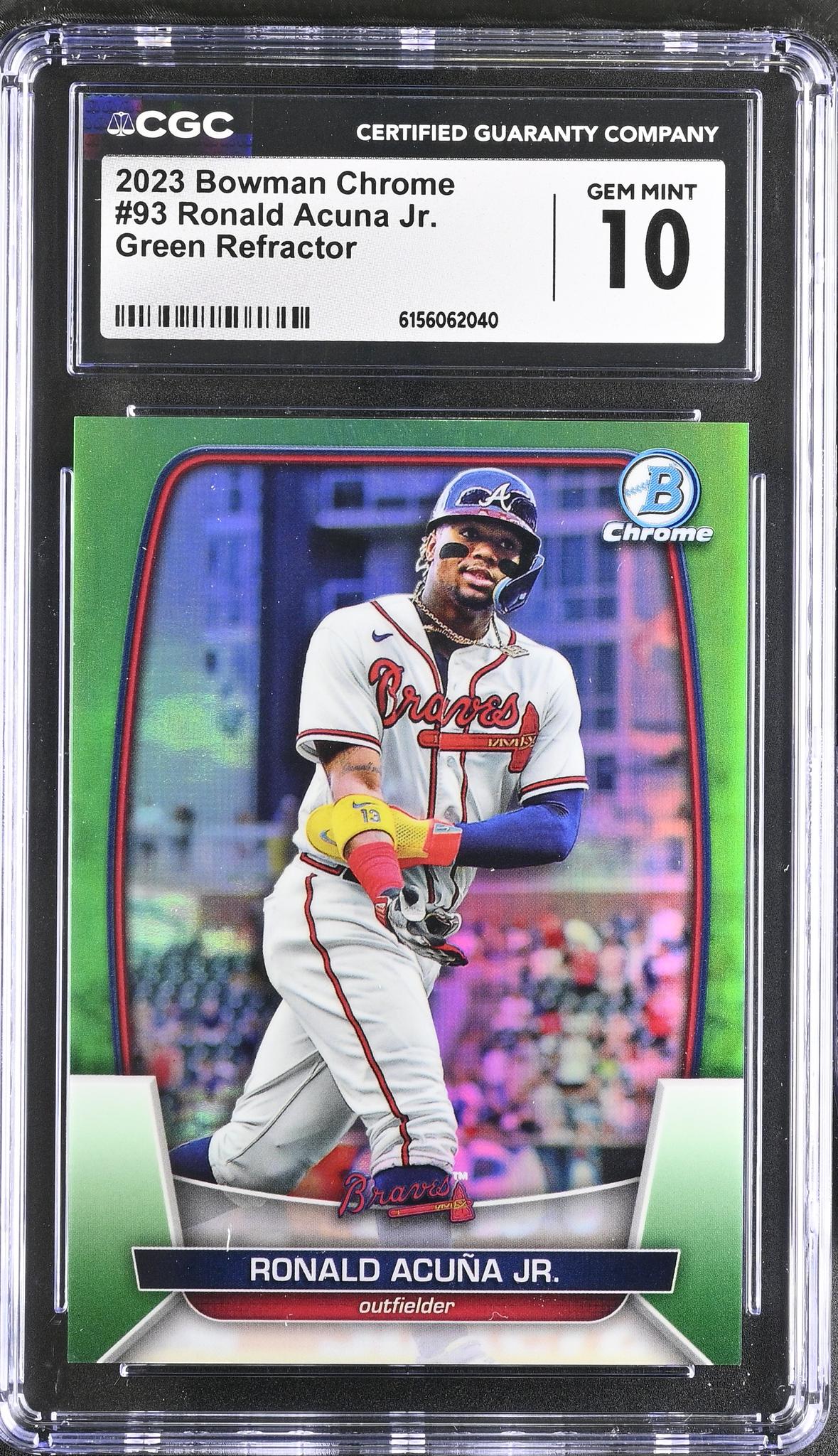 2023 Bowman Chrome #93 Ronald Acuña Jr. Green Refractor /399 CGC 10