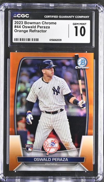 2023 Bowman Chrome Oswald Peraza #44 Orange Refractor /25 CGC 10