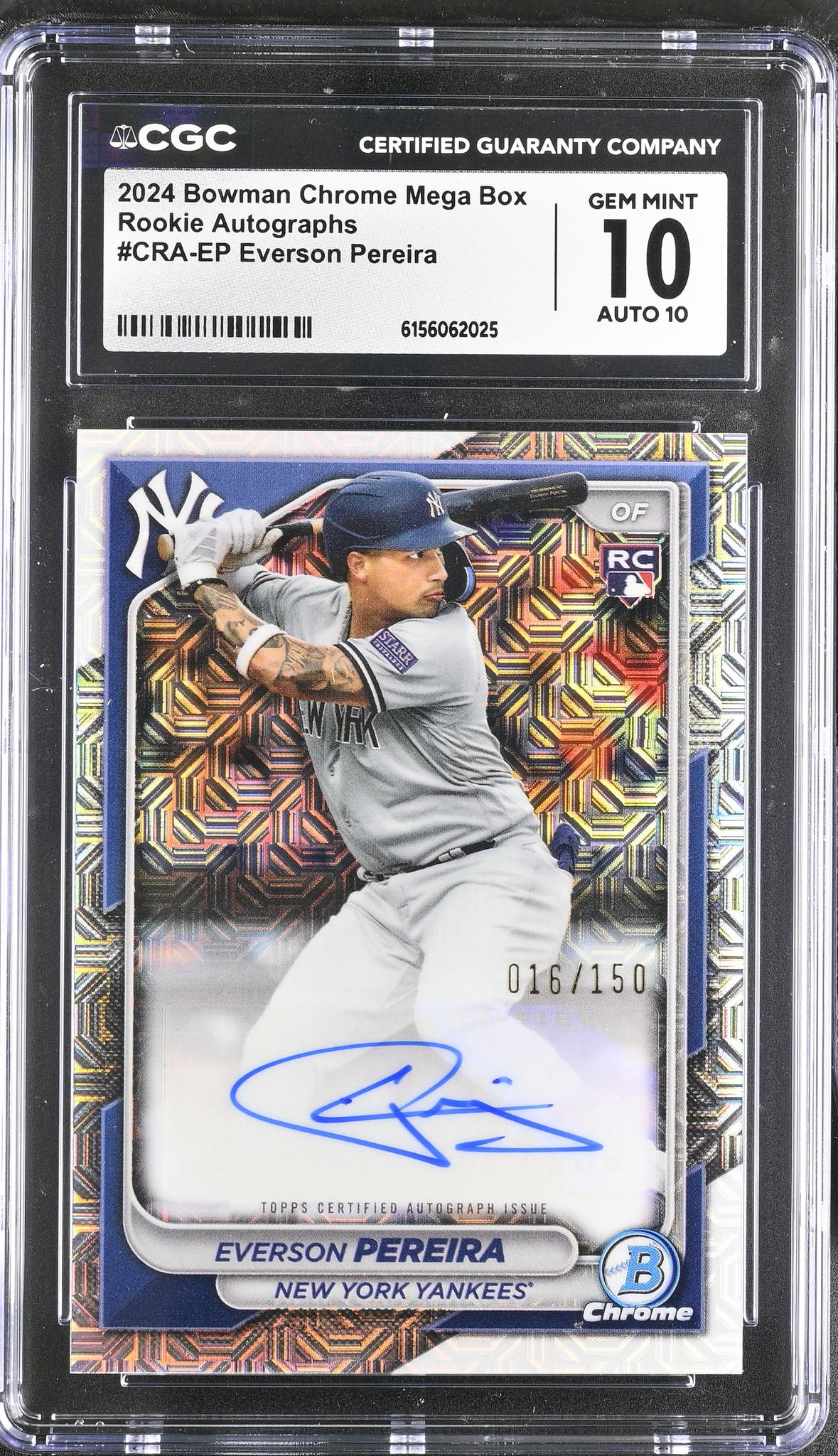 2024 Bowman Chrome # Everson Pereira Mega Box Rookie Autographs /150 Auto CGC 10