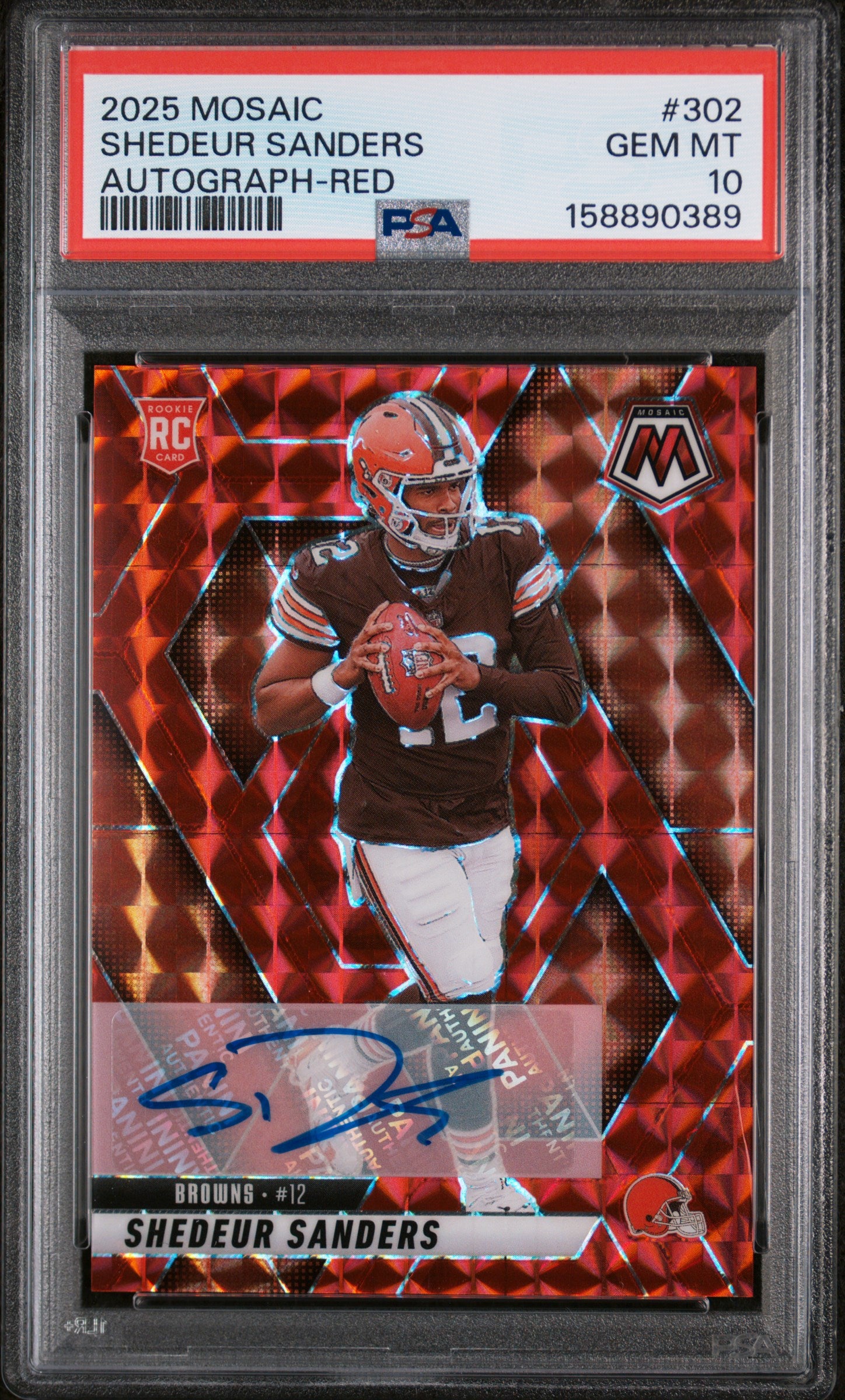 2025 Panini Mosaic Autograph-Red Shedeur Sanders #302 /199 PSA 10