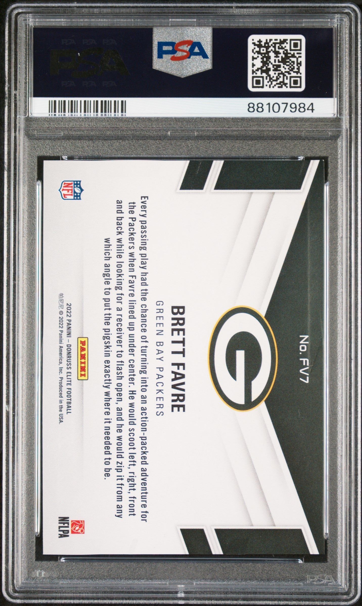 2022 Panini Donruss Elite Field Vision Black 1/1 Brett Favre #FV7 PSA 9 88107984