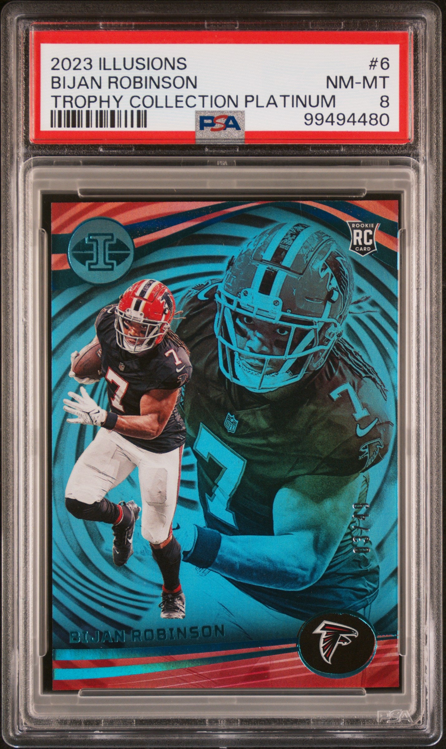 2023 Panini Illusions Trophy Collection Platinum Bijan Robinson #6 PSA 8