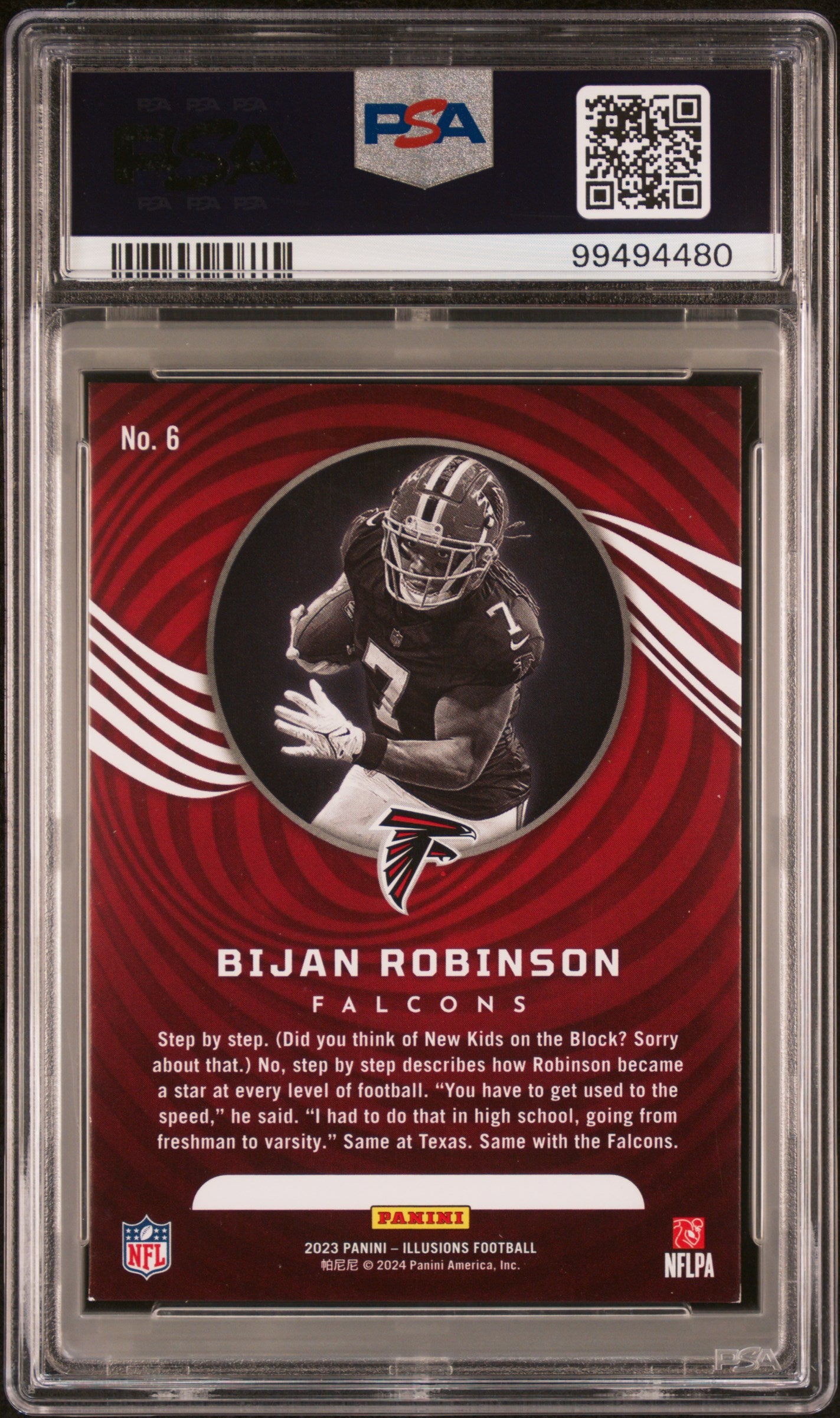 2023 Panini Illusions Trophy Collection Platinum Bijan Robinson #6 PSA 8