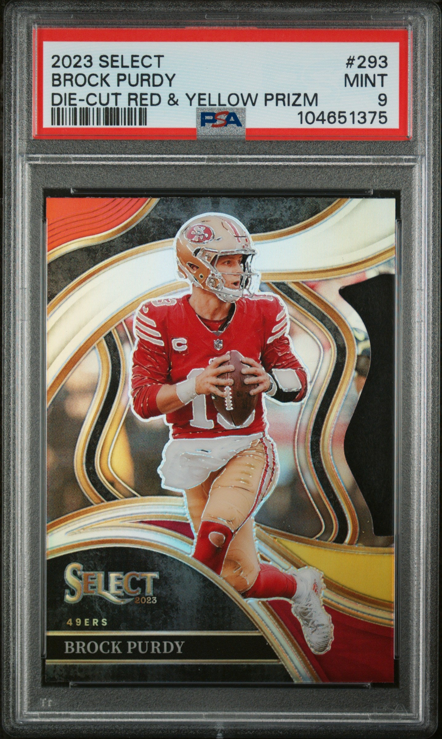 2023 Panini Select Red and Yellow Die-Cut Brock Purdy #293 PSA 9