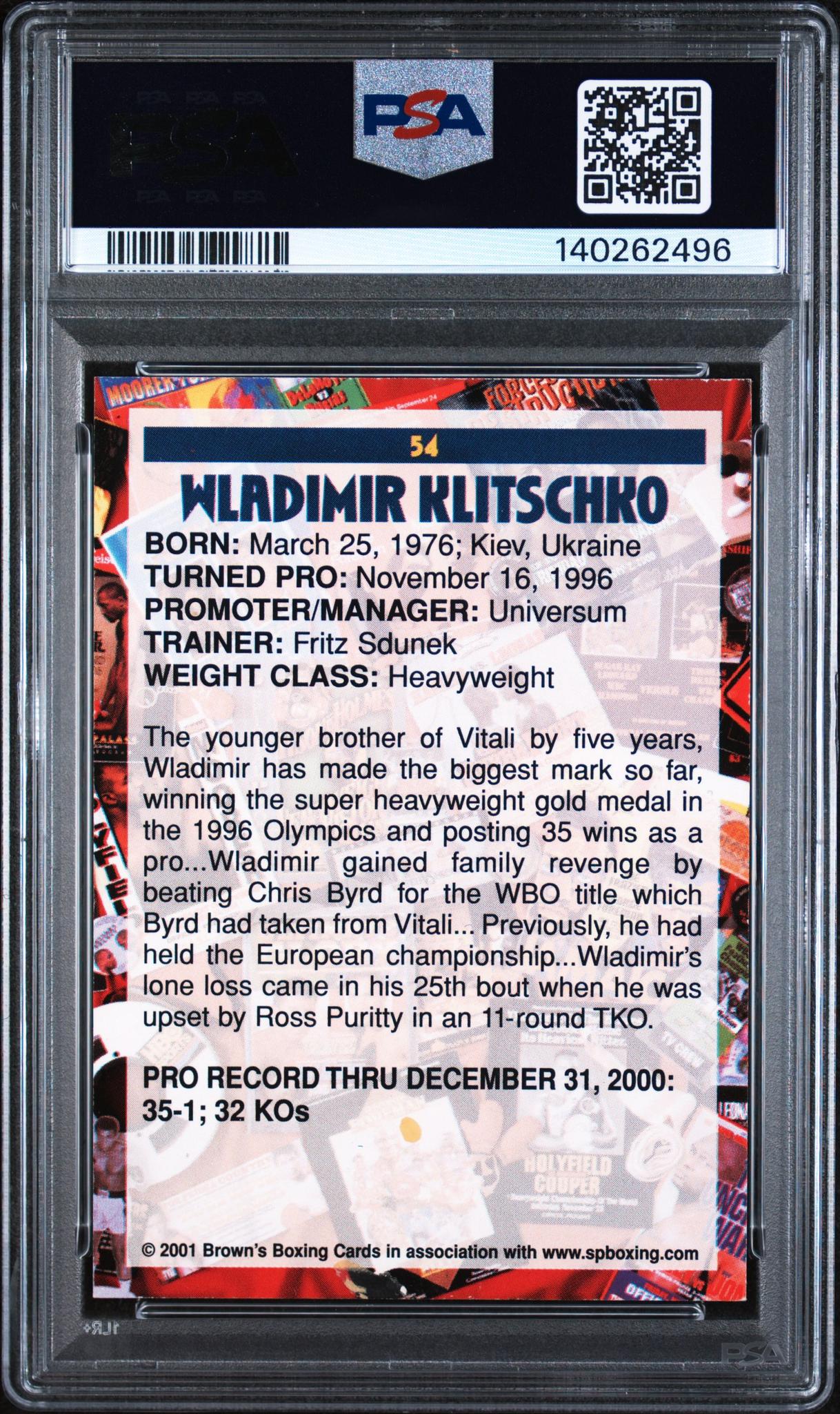 2001 Brown's Boxing Wladimir Klitschko #54 PSA 7