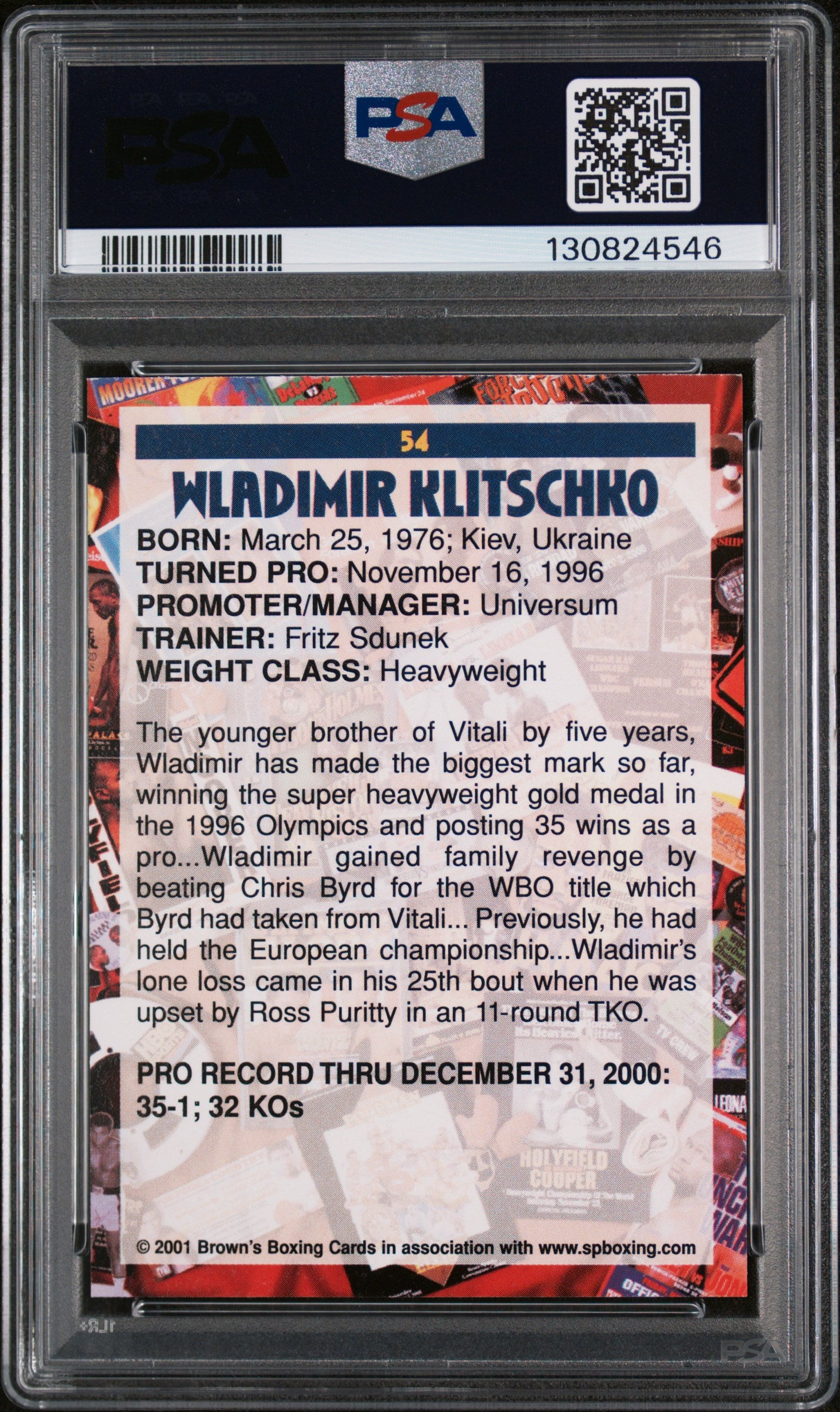 2001 Brown's Boxing Wladimir Klitschko #54 PSA 7