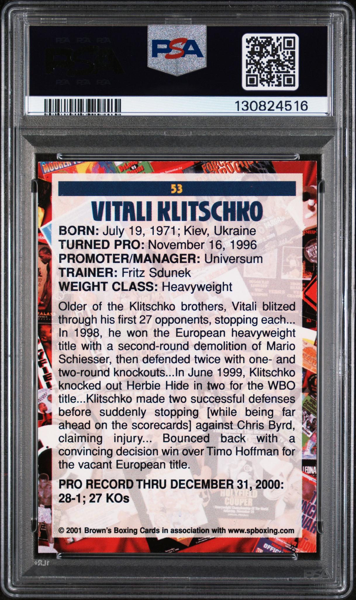 2001 Brown's Boxing Vitali Klitschko #53 PSA 6