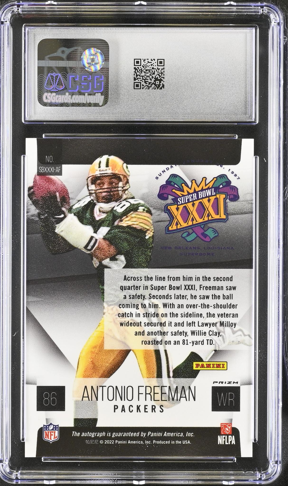 2022 Spectra #SBXXXI-AF Antonio Freeman '21 Super Bowl Signatures Update CGC 8.5