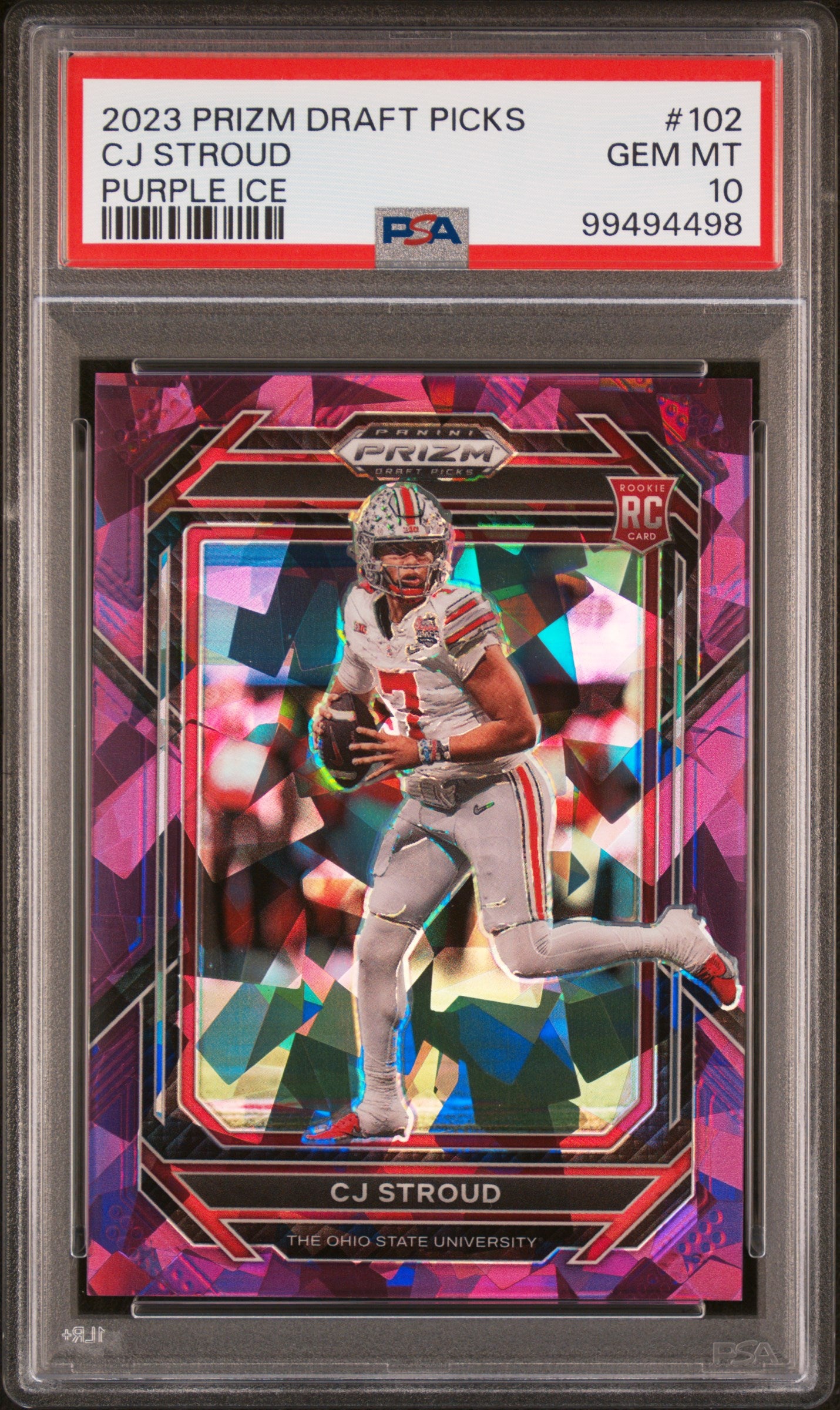 2023 Panini Prizm Draft Picks Purple Ice CJ Stroud #102 /149 PSA 10