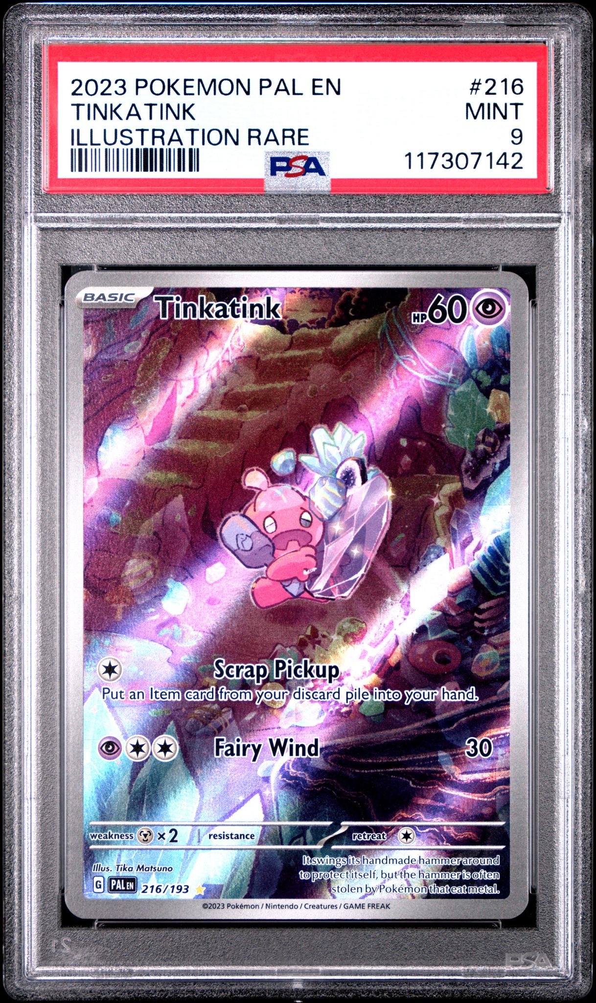 2023 Pokemon Scarlet and Violet Paldea Evolved Illustration Rare Tinkatink #216 PSA 9