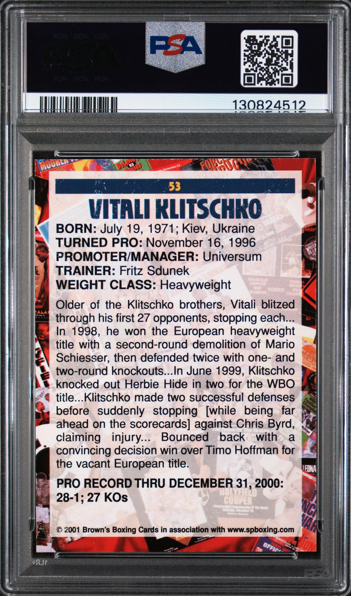 2001 Brown's Boxing Vitali Klitschko #53 PSA 5