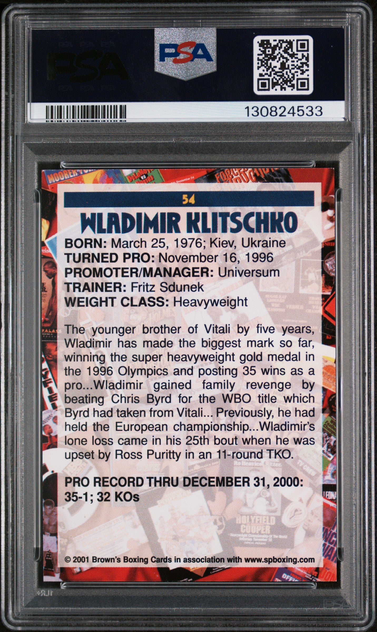 2001 Brown's Boxing Wladimir Klitschko #54 PSA 7