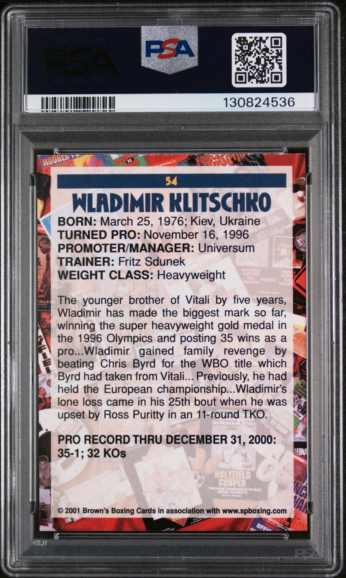 2001 Brown's Boxing Wladimir Klitschko #54 PSA 7