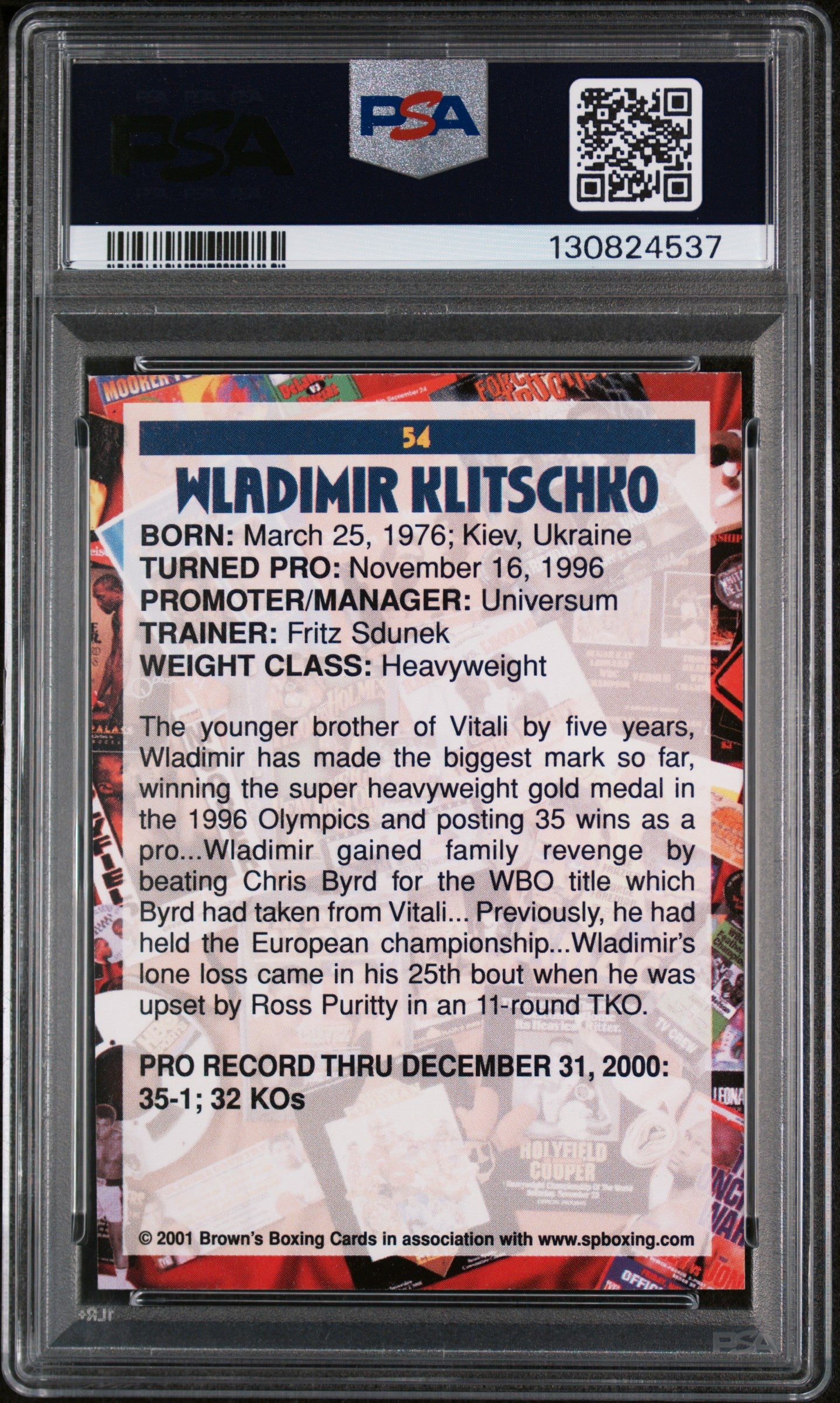 2001 Brown's Boxing Wladimir Klitschko #54 PSA 7