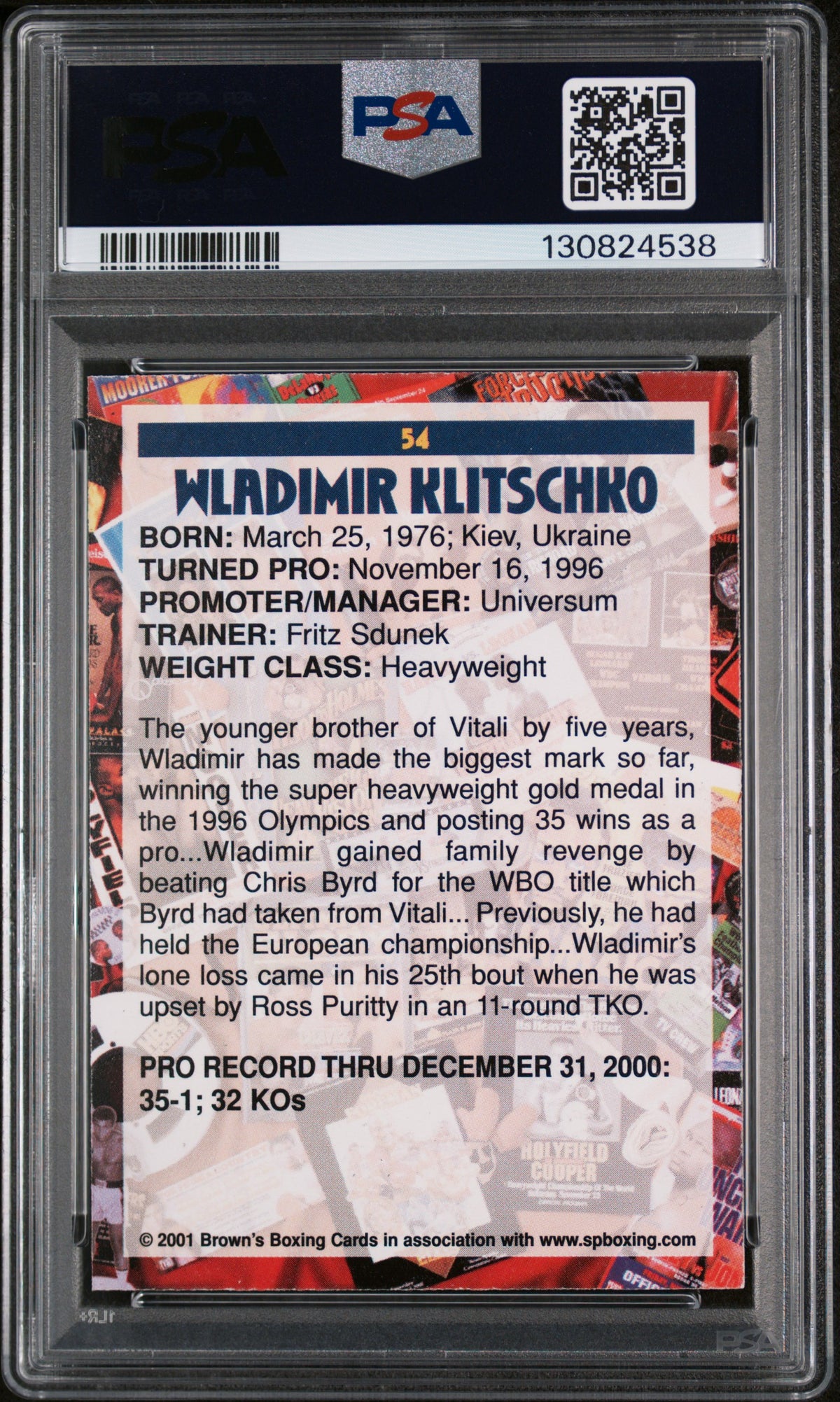 2001 Brown's Boxing Wladimir Klitschko #54 PSA 7