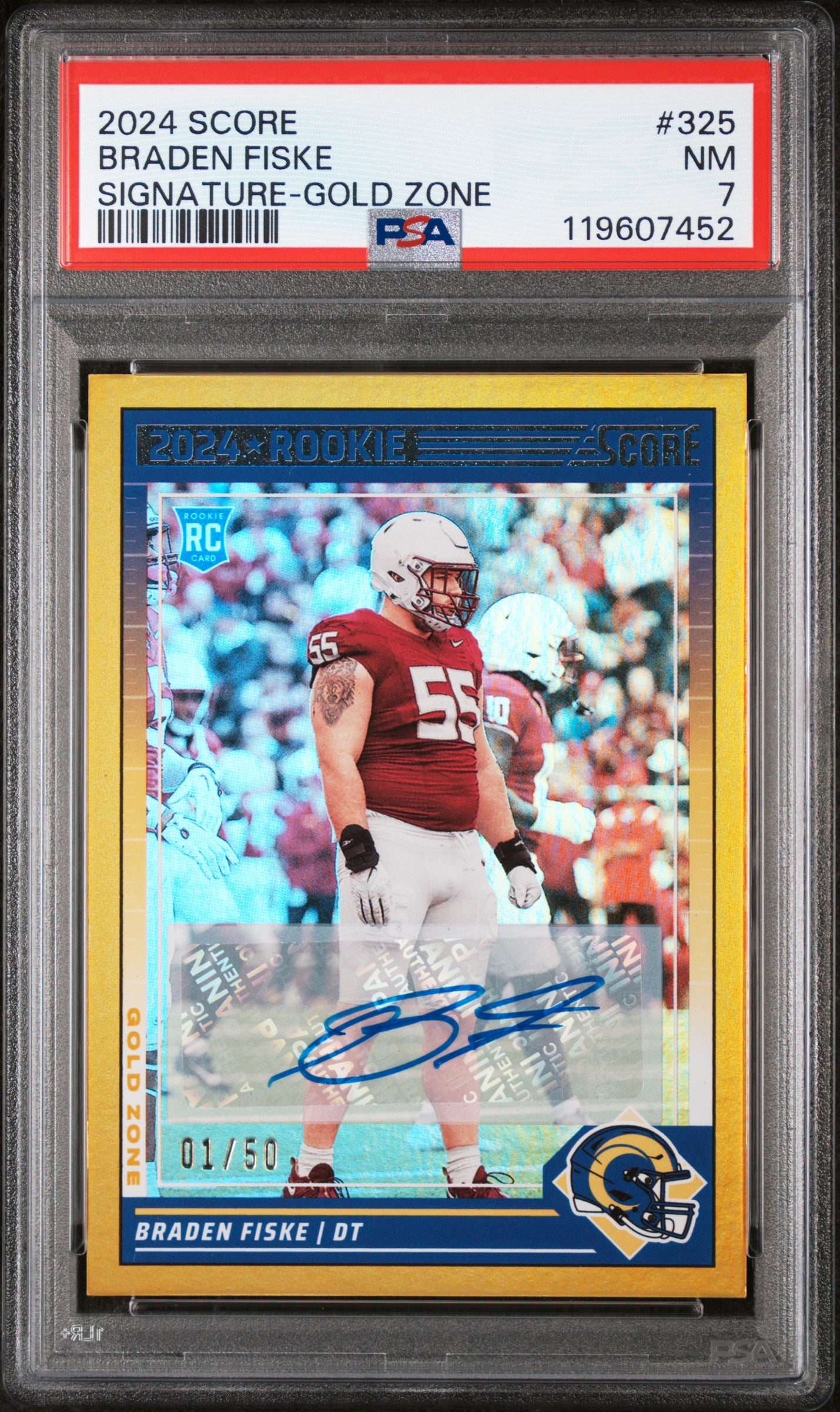 2024 Panini Score Signature-Gold Zone Braden Fiske #325 /50 PSA 7