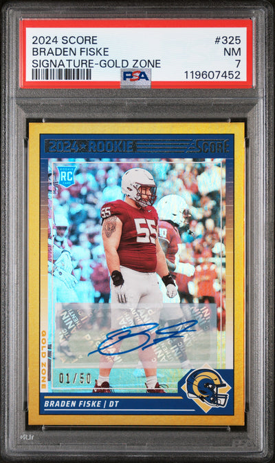 2024 Score Braden Fiske #325 Signature-Gold Zone Auto /50 PSA 7