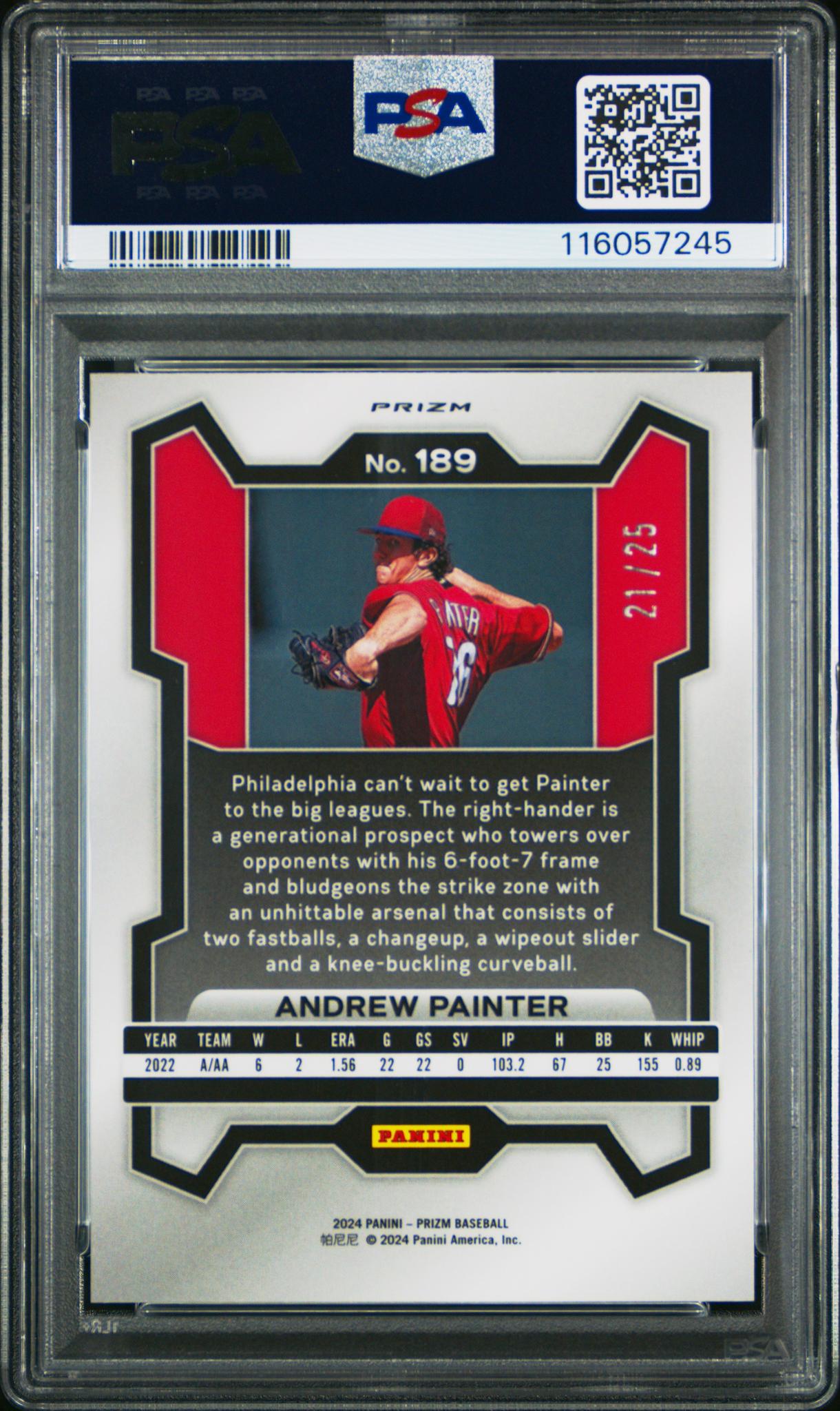 2024 Panini Prizm Mojo Prizm Andrew Painter #189 /25 PSA 10