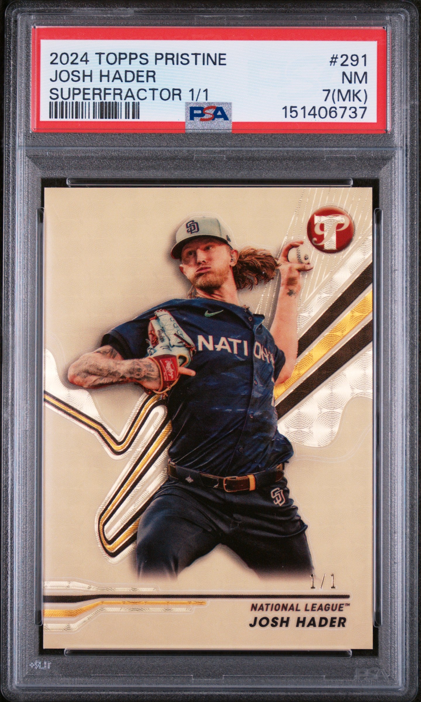 2024 Topps Pristine Superfractor 1/1 Josh Hader #291 PSA 7