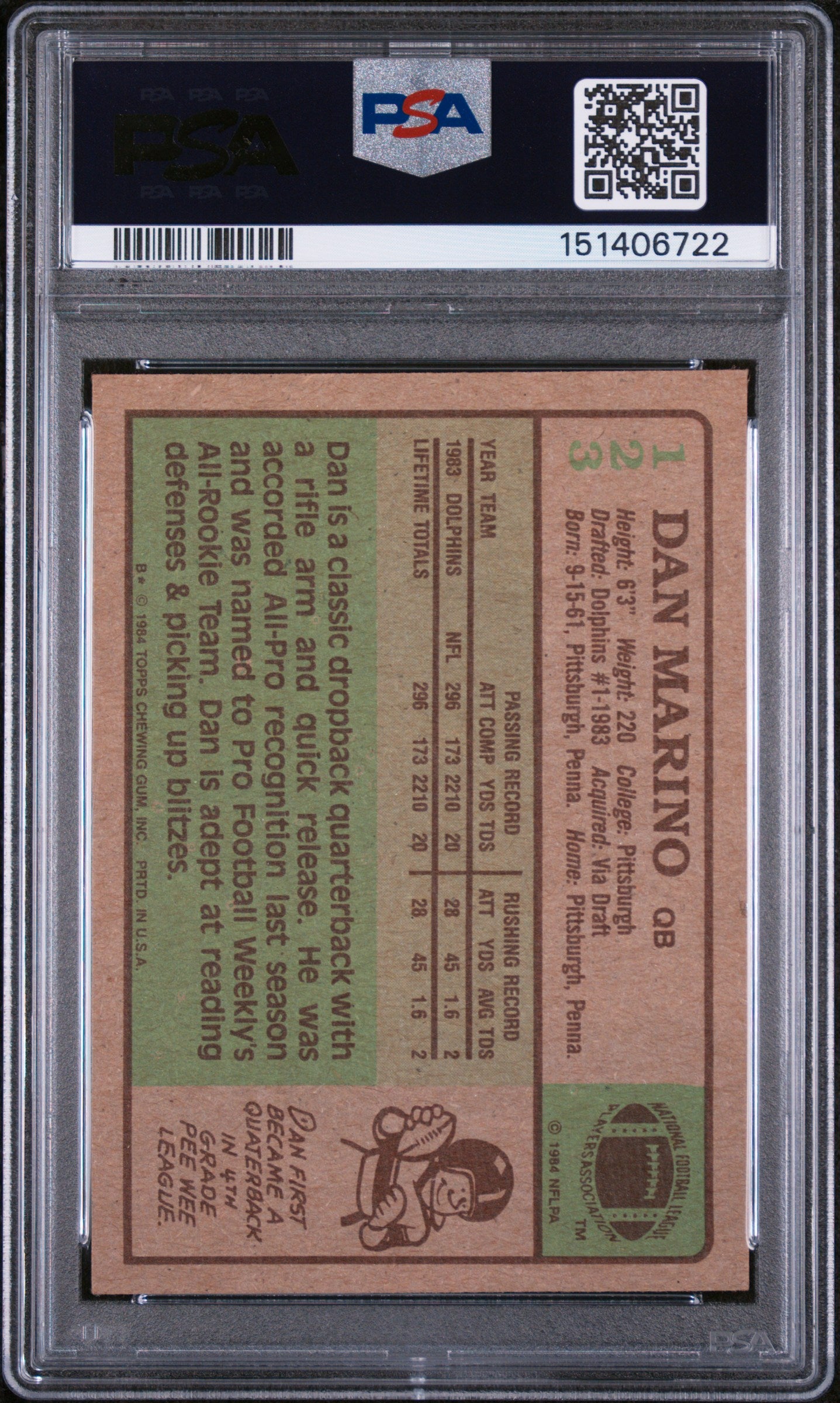 1984 Topps Dan Marino #123 PSA 6