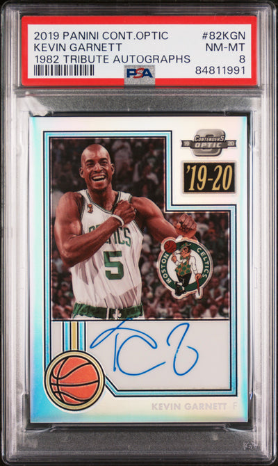 2019 Contenders Optic Kevin Garnett #82KGN 1982 Tribute Autographs PSA 8