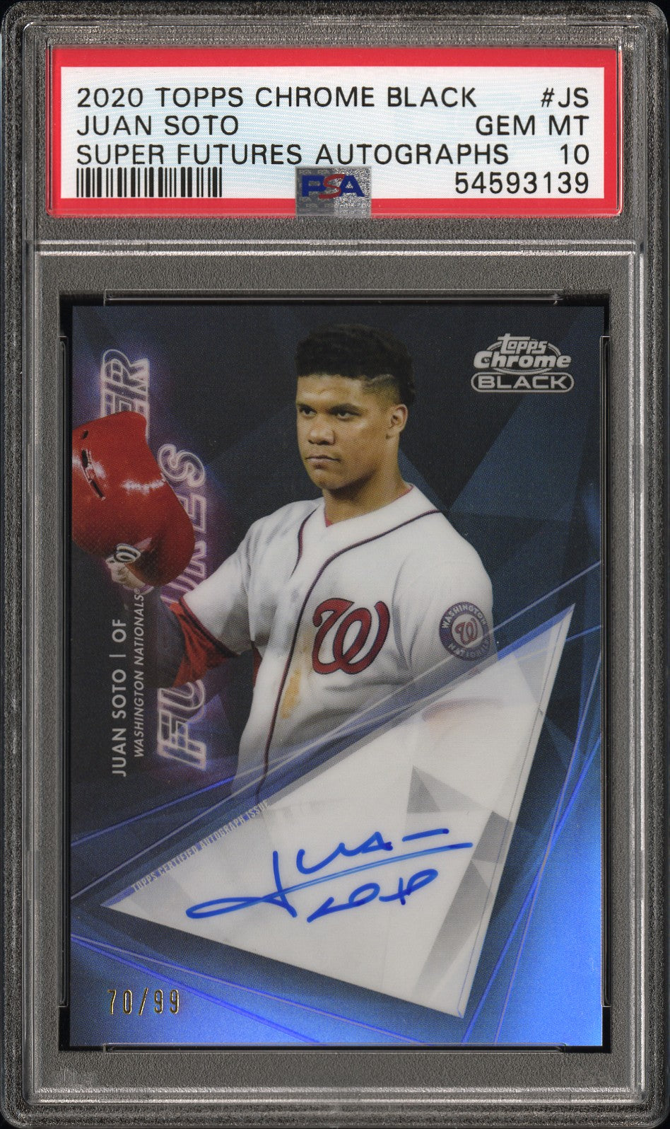 2020 Topps Chrome Black Super Futures Autographs Juan Soto #JS /99 PSA 10