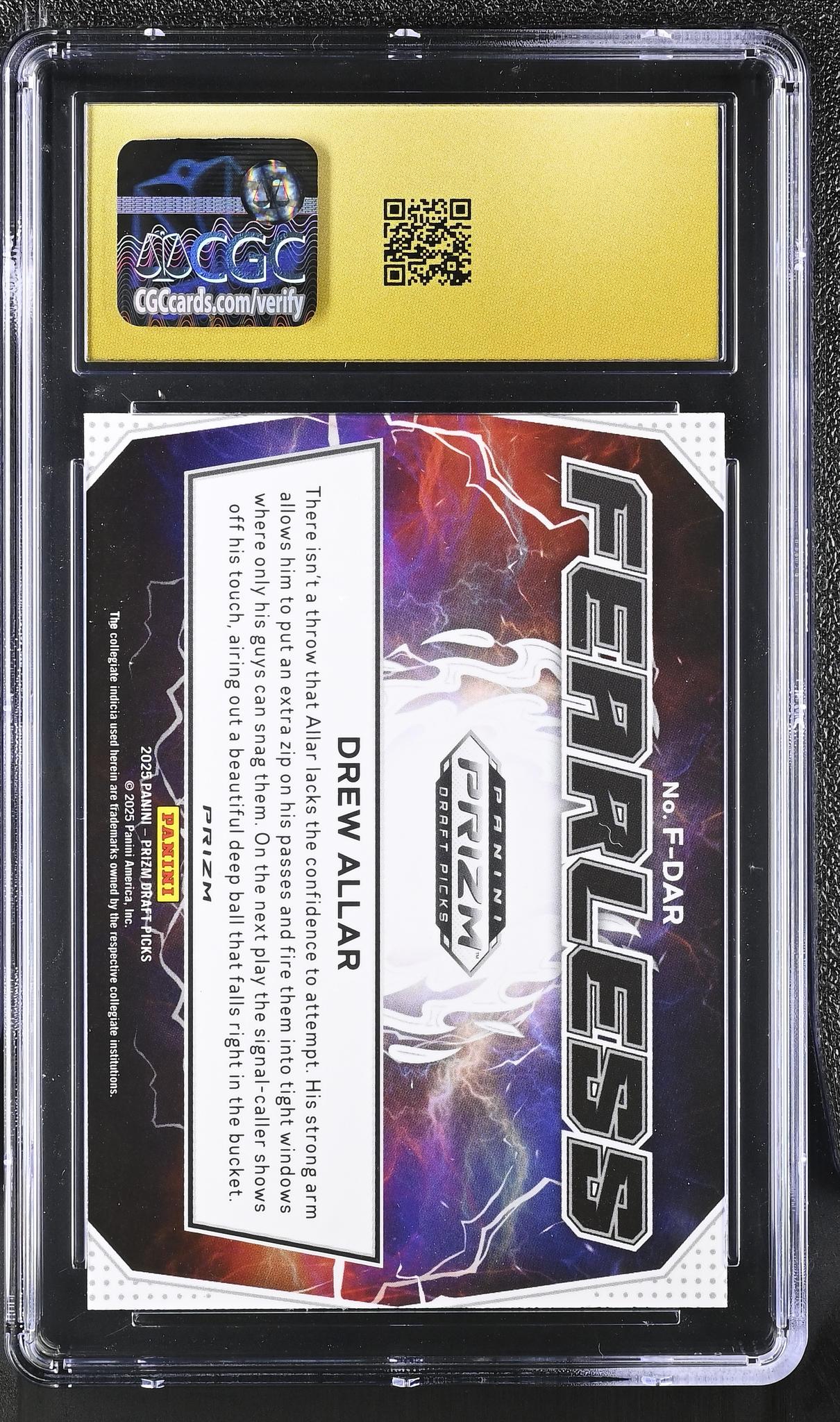 2025 Prizm #F-DAR Drew Allar Fearless CGC 10
