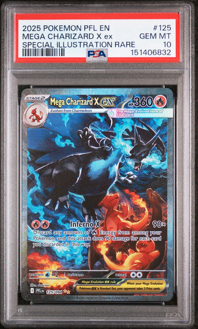 2025 Pokemon Mega Evolution Phantasmal Flames Special Illustration Rare Mega Charizard X Ex #125 PSA 10