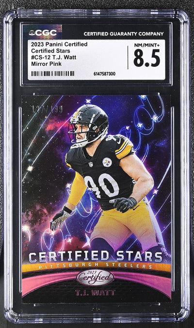 2023 Panini Certified Stars T.J. Watt #CS-12 Mirror Pink /199 CGC 8.5