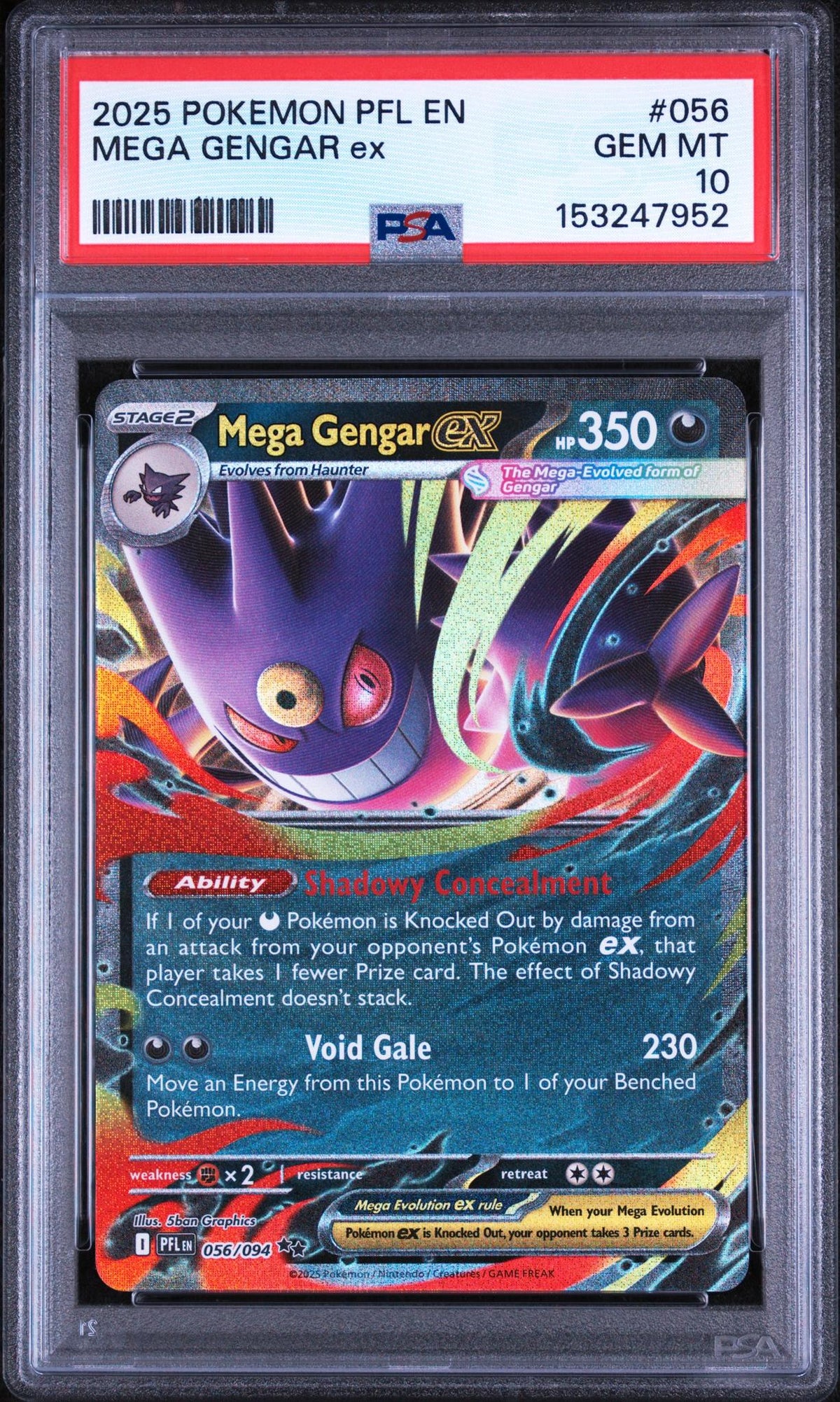 2025 Pokemon Mega Evolution Phantasmal Flames Mega Gengar Ex #056 PSA 10