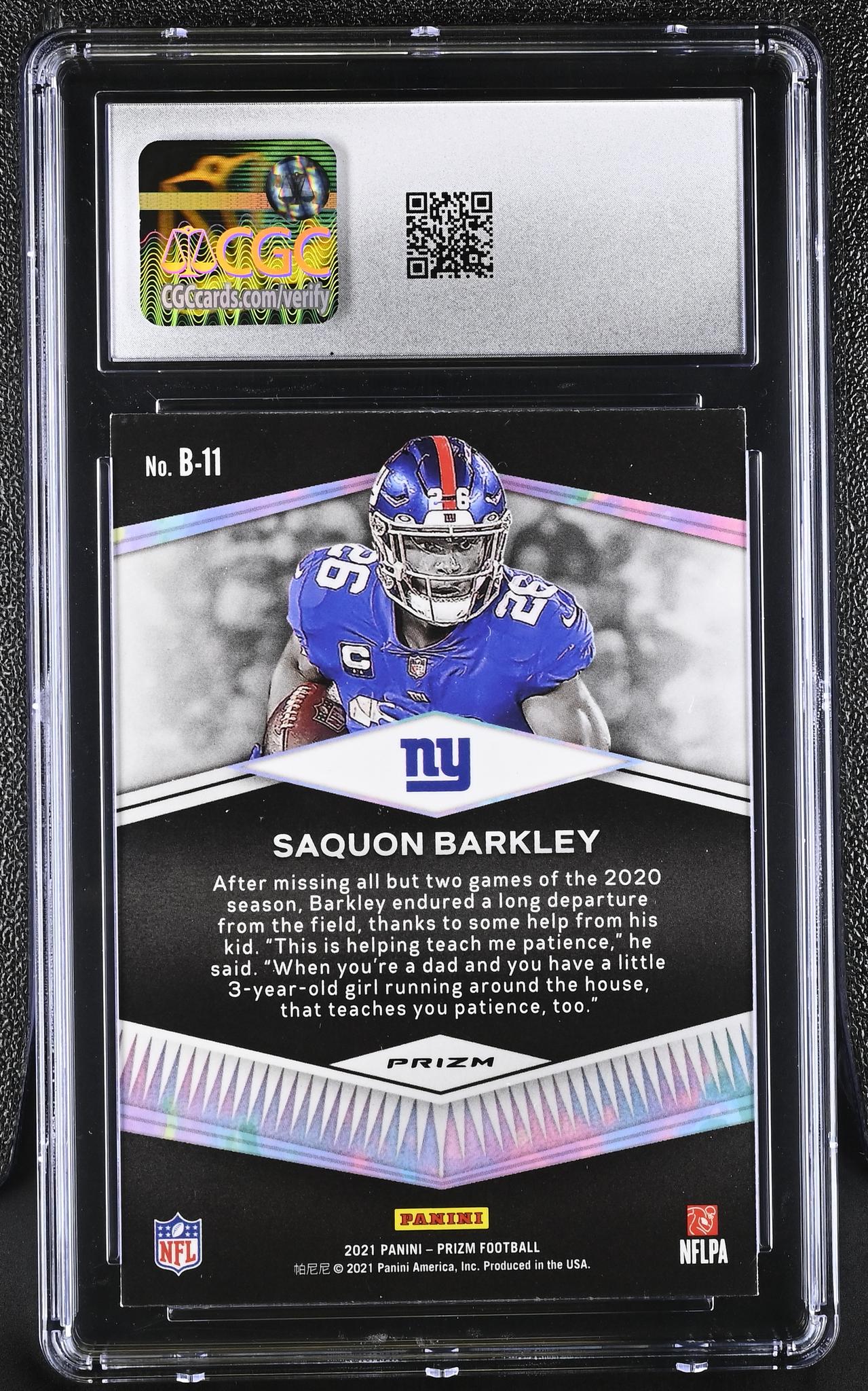 2021 Prizm #B-11 Saquon Barkley Brilliance CGC 10