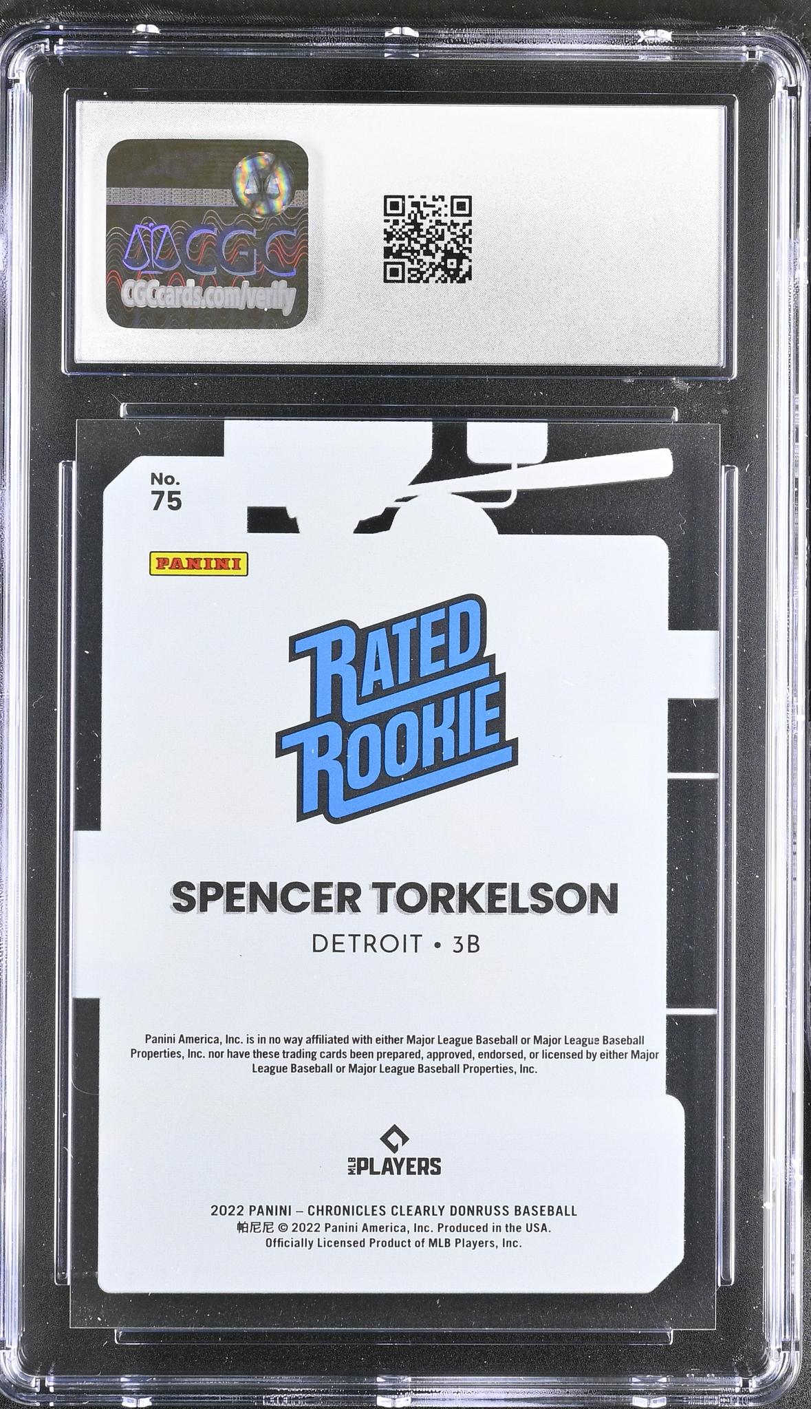 2022 Clearly Donruss #75 Spencer Torkelson Rated Rookies /100 CGC 10