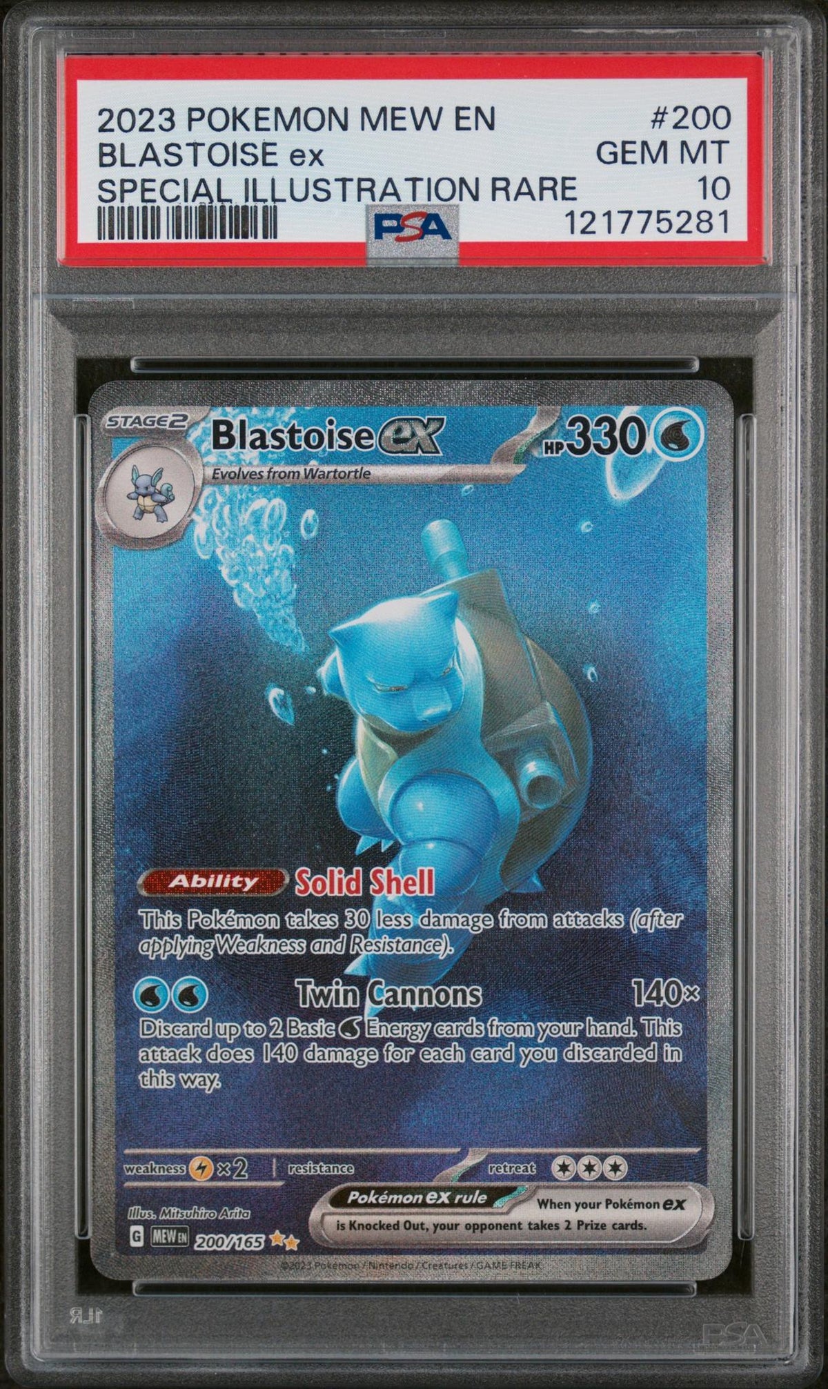 2023 Pokemon Mew Special Illustration Rare Blastoise Ex #200 PSA 10