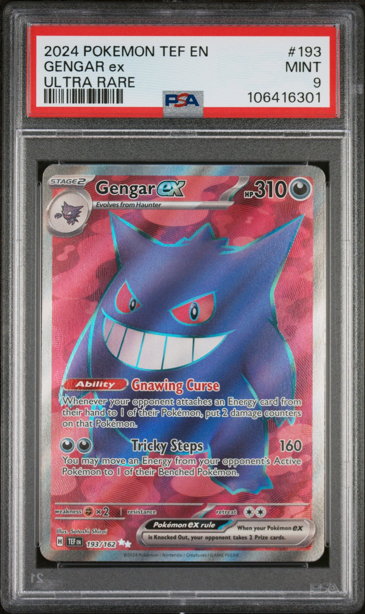 2024 Pokemon Scarlet and Violet Temporal Forces Ultra Rare Gengar Ex #193 PSA 9