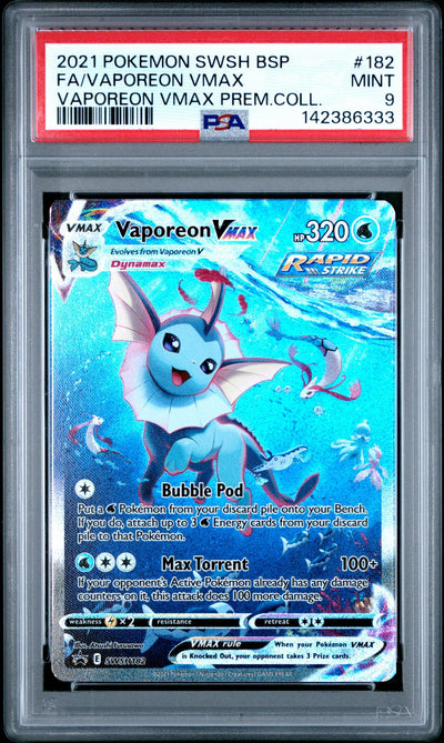 Pokémon SWSH BSP Vaporeon VMAX #182 Vaporeon VMAX Premium Collection PSA 9