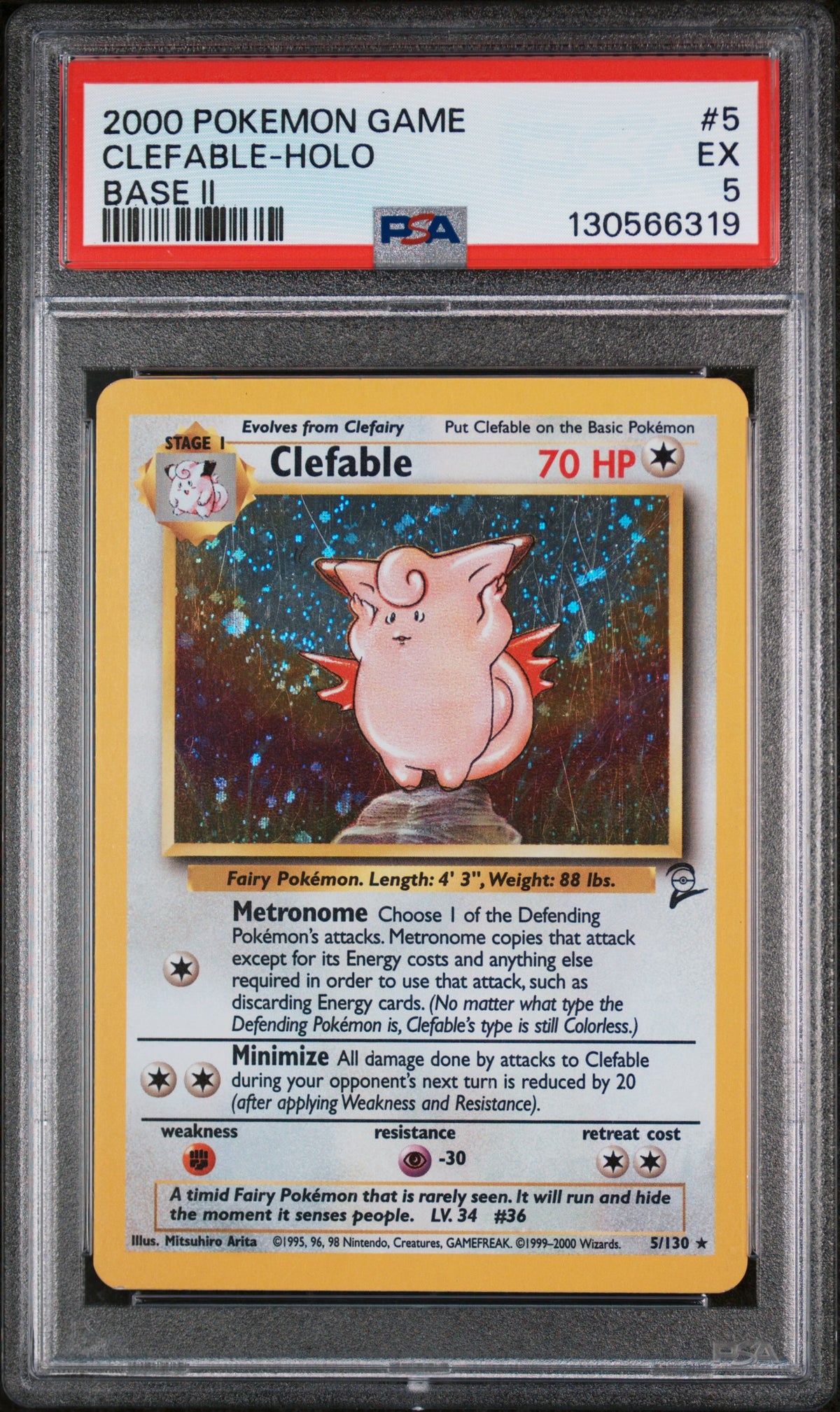 2000 Pokemon Base Set 2 Holo Clefable #5 PSA 5