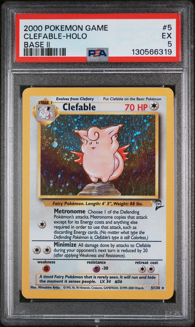 Pokémon Base Set 2 Clefable Holo #5 PSA 5