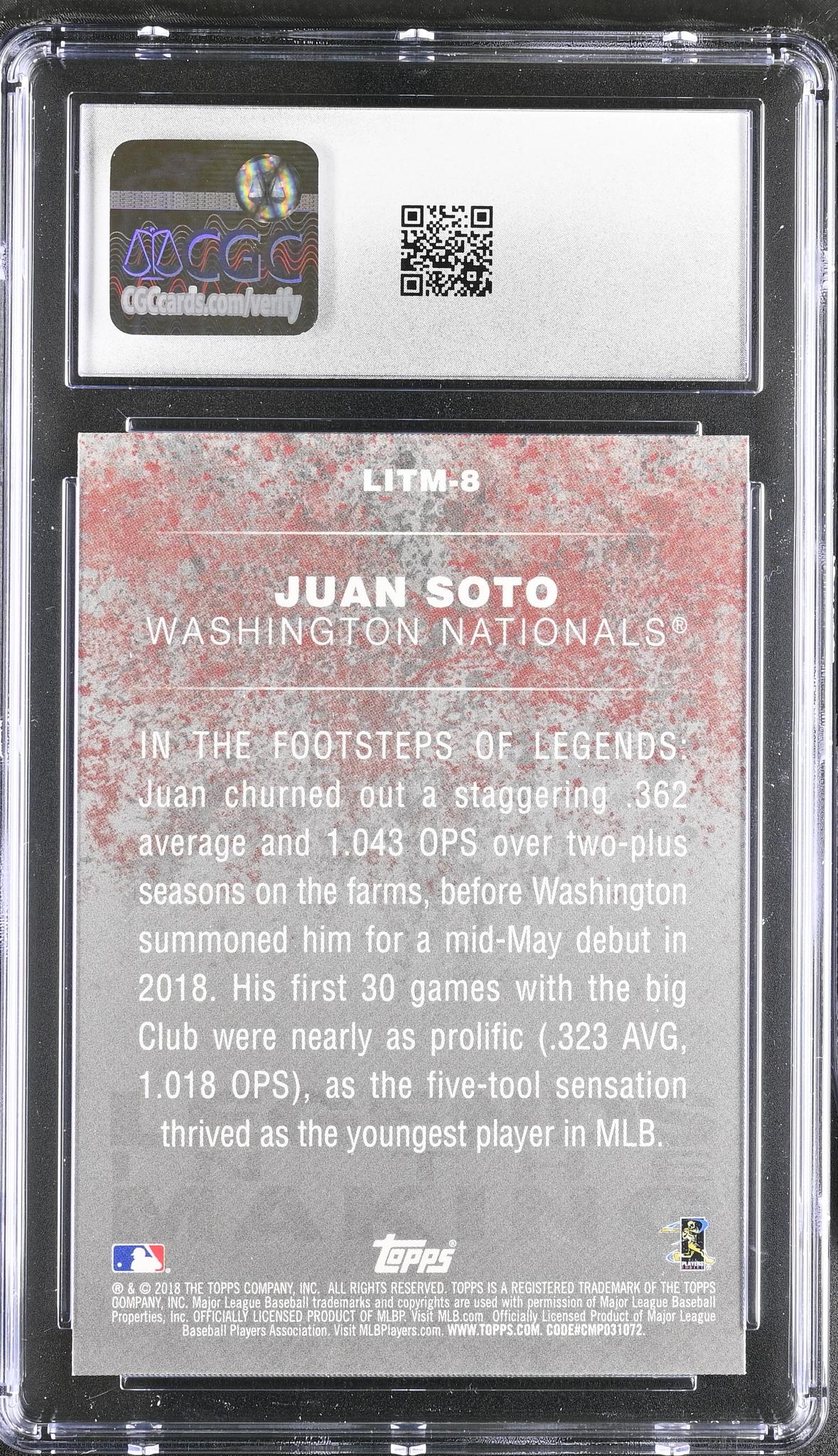 2018 Topps Update #LITM-8 Juan Soto Legends in the Making CGC 9