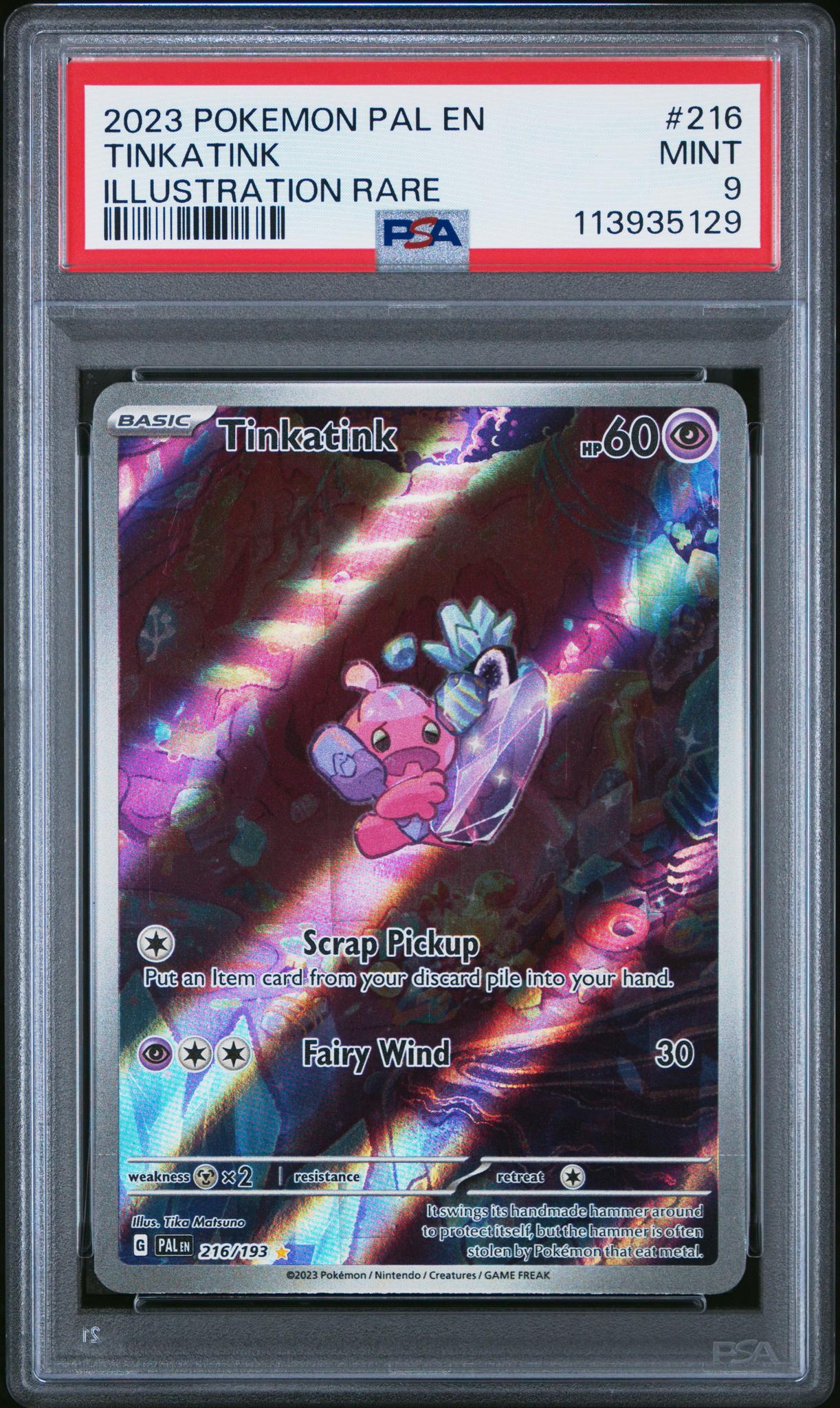 2023 Pokemon Scarlet and Violet Paldea Evolved Illustration Rare Tinkatink #216 PSA 9