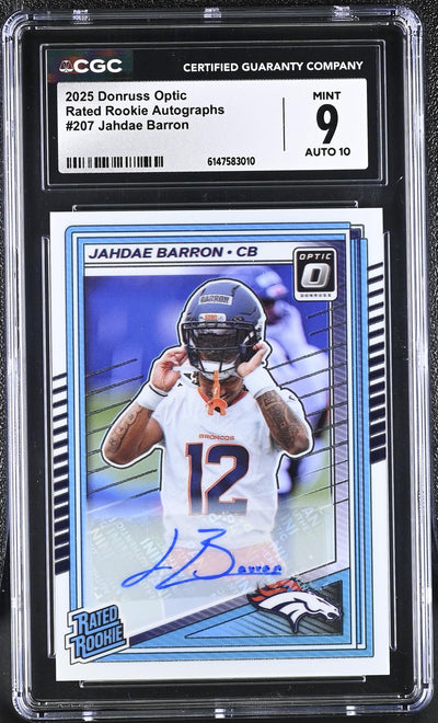 2025 Donruss Optic Jahdae Barron #207 Rated Rookie Auto /350 CGC 9