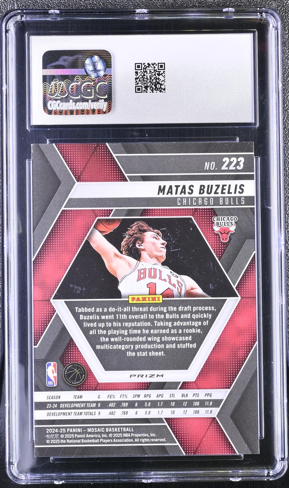 2024 Mosaic #223 Matas Buzelis Reactive Blue CGC 10