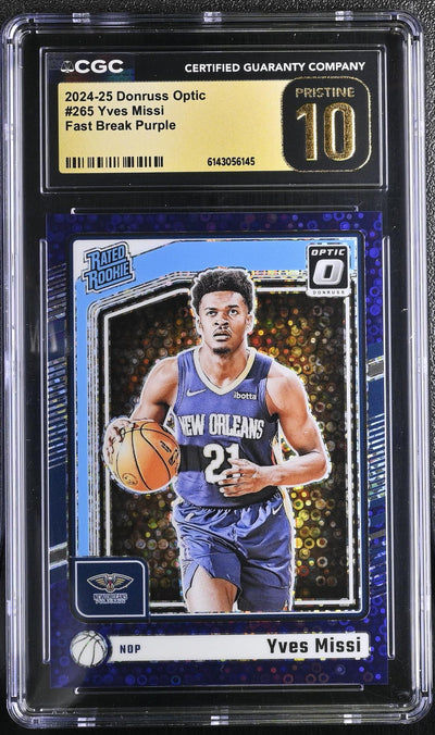 2024-25 Donruss Optic Yves Missi #265 Rated Rookie Fast Break Purple /99 CGC 10