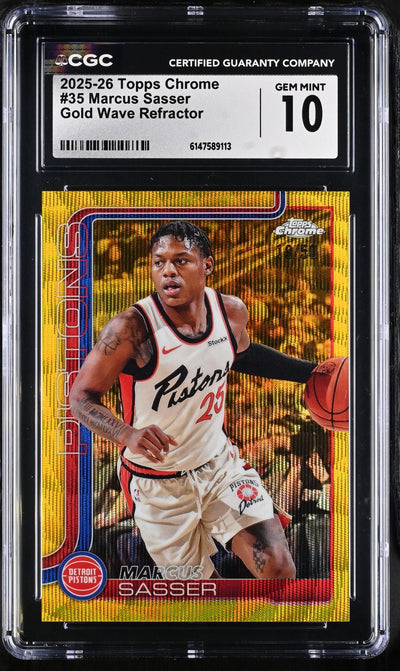 2025-26 Topps Chrome Marcus Sasser #35 Gold Wave Refractor /50 CGC 10