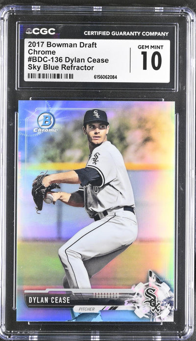 2017 Bowman Draft Dylan Cease #BDC-136 Sky Blue Refractor CGC 10