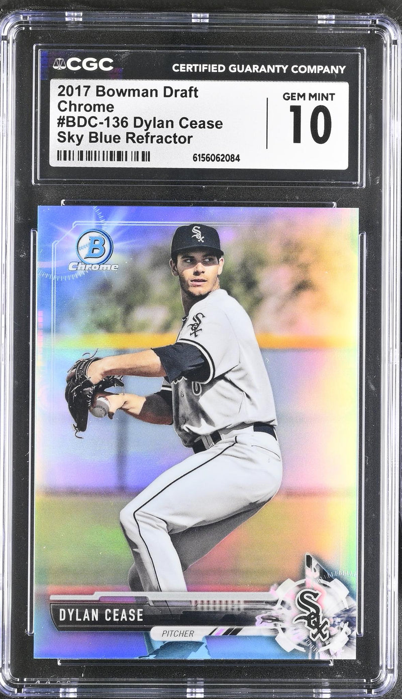 2017 Bowman Draft Dylan Cease #BDC-136 Sky Blue Refractor CGC 10