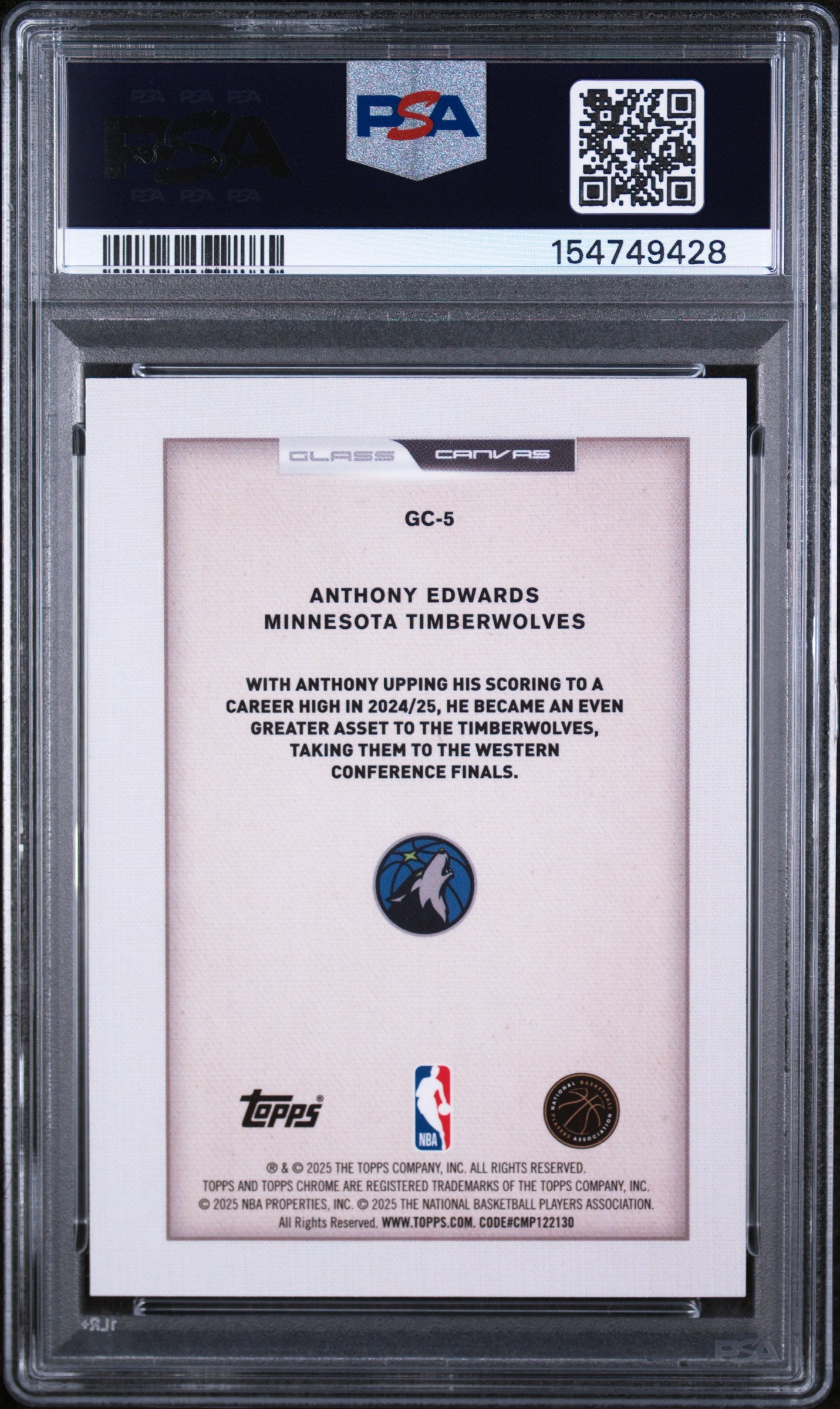 2025 Topps Chrome Anthony Edwards #GC-5 PSA 9