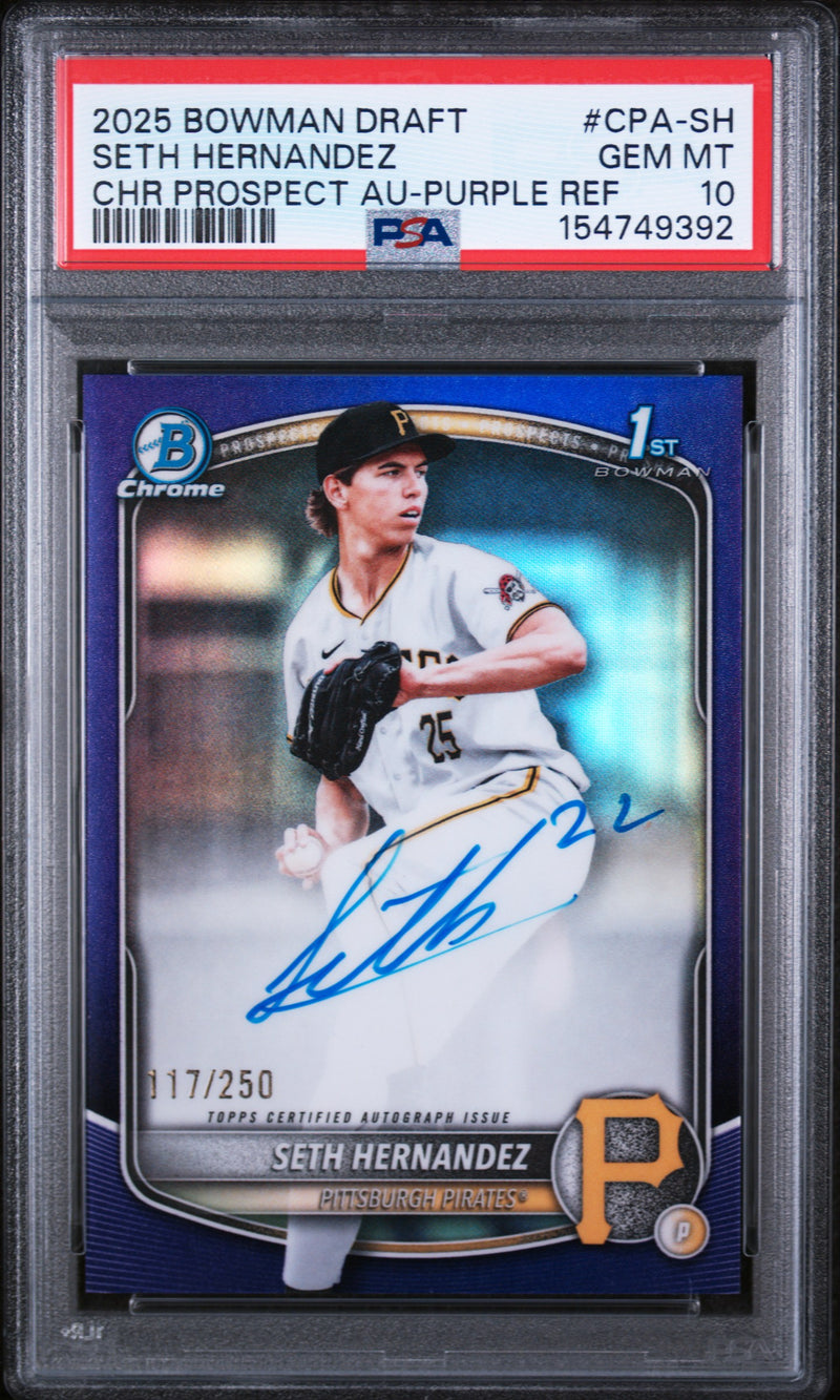 2025 Bowman Chrome Seth Hernandez #CPA-SH Purple Refractor Auto /250 PSA 10