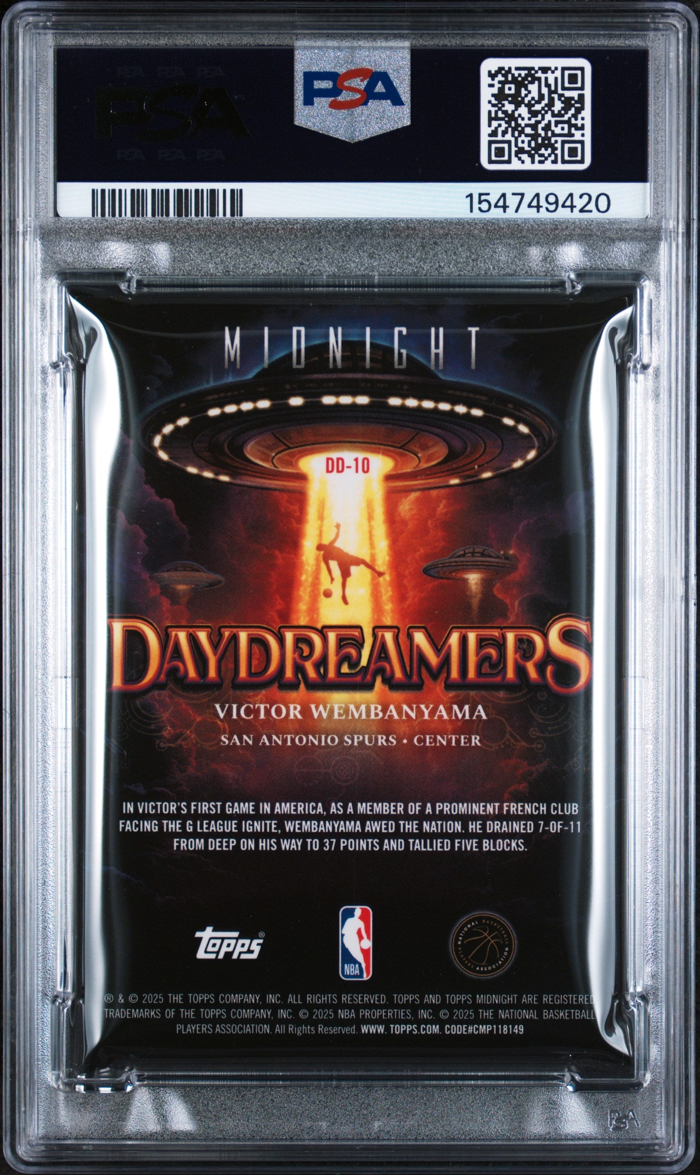 2025 Topps Midnight Daydreamers Victor Wembanyama #DD-10 PSA 9