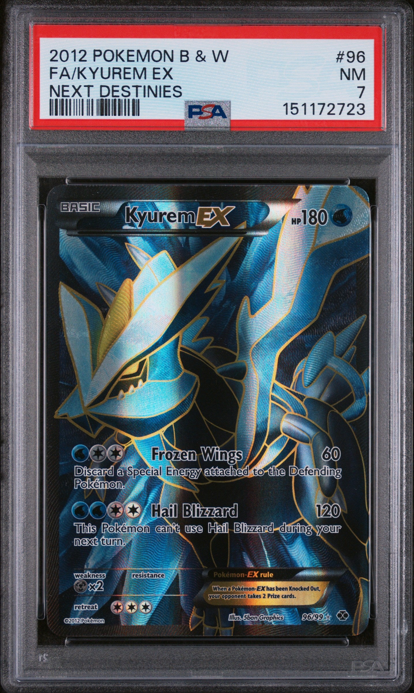 2012 Pokemon Black and White Next Destinies Kyurem Ex #96 PSA 7