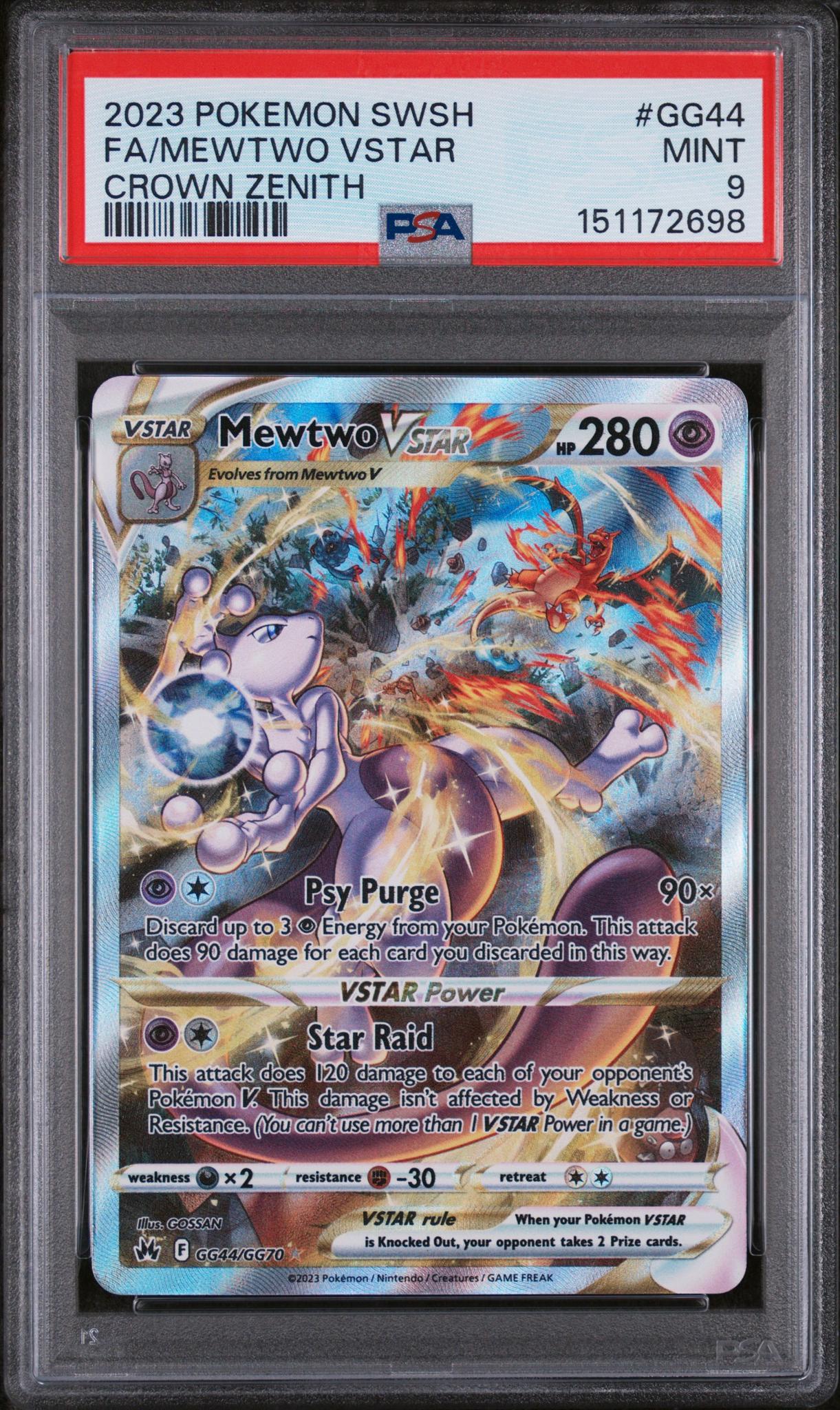 2023 Pokemon Sword and Shield Crown Zenith Mewtwo Vstar #GG44 PSA 9